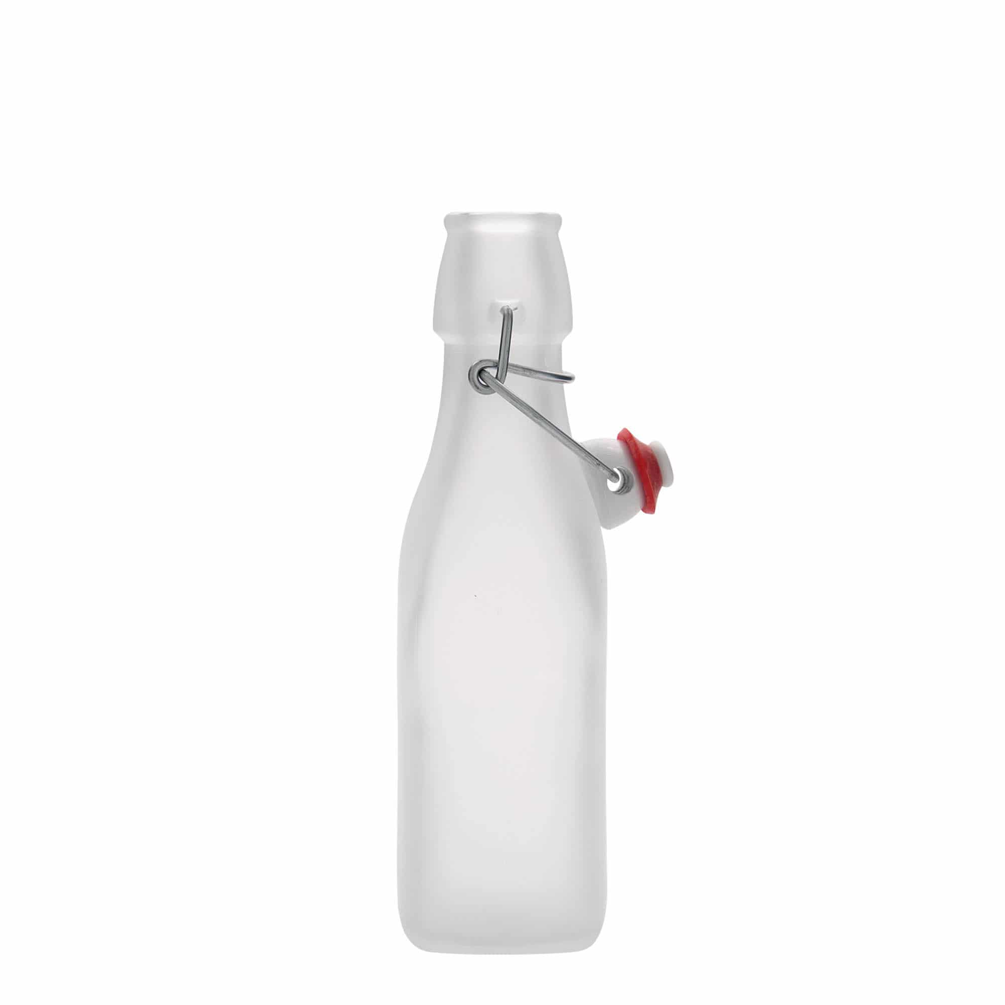 250 ml γυάλινο μπουκάλι 'Swing, τετράγωνο, λευκό, στόμιο: κλείσιμο με μπρούτζινο κλιπ 250 ml γυάλινο μπουκάλι 'Swing, τετράγωνο, λευκό, στόμιο: κλείσιμο με μπρούτζινο κλιπ