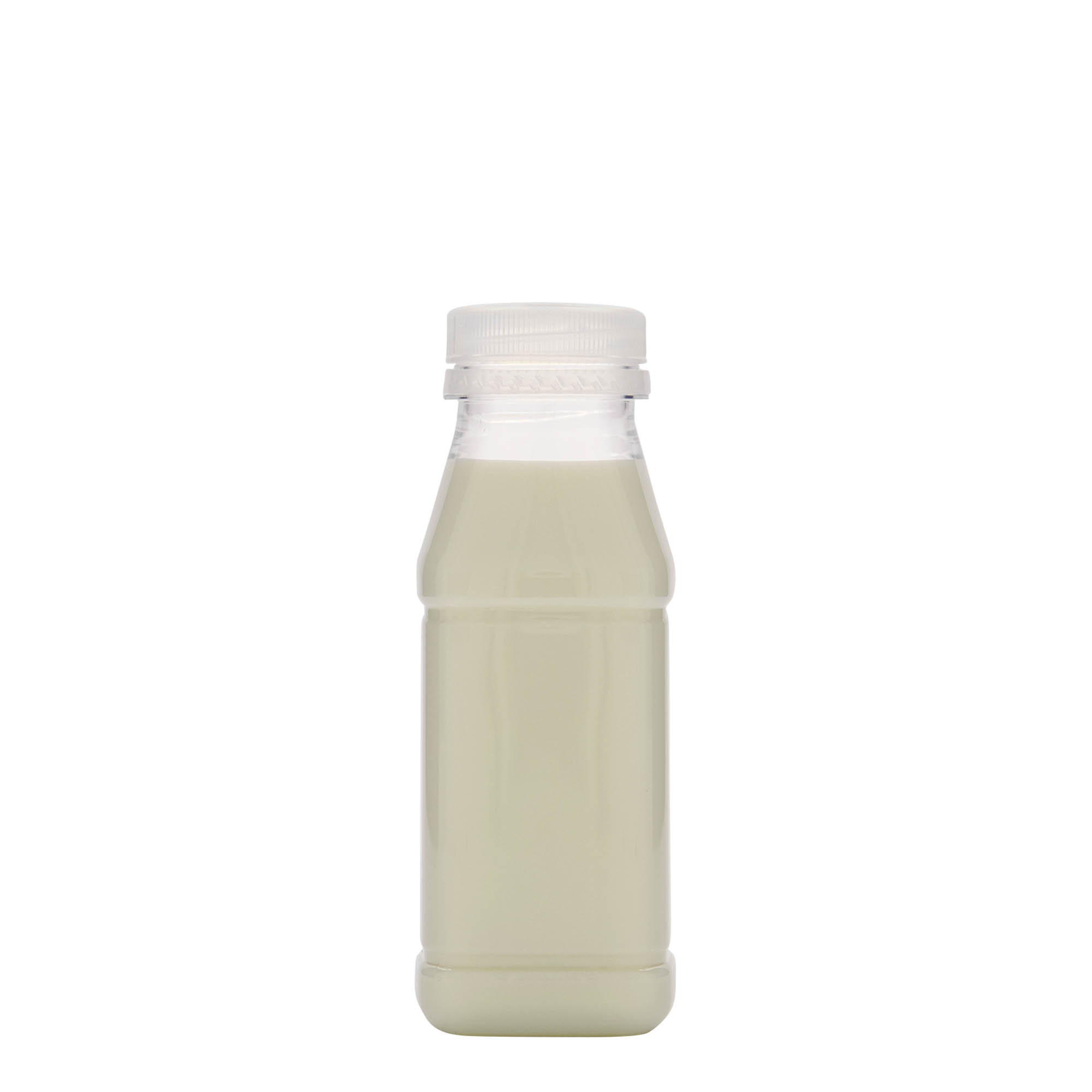 250 ml φιάλη PET 'Milk and Juice Carré', τετράγωνη, πλαστικό, στόμιο: 38 mm