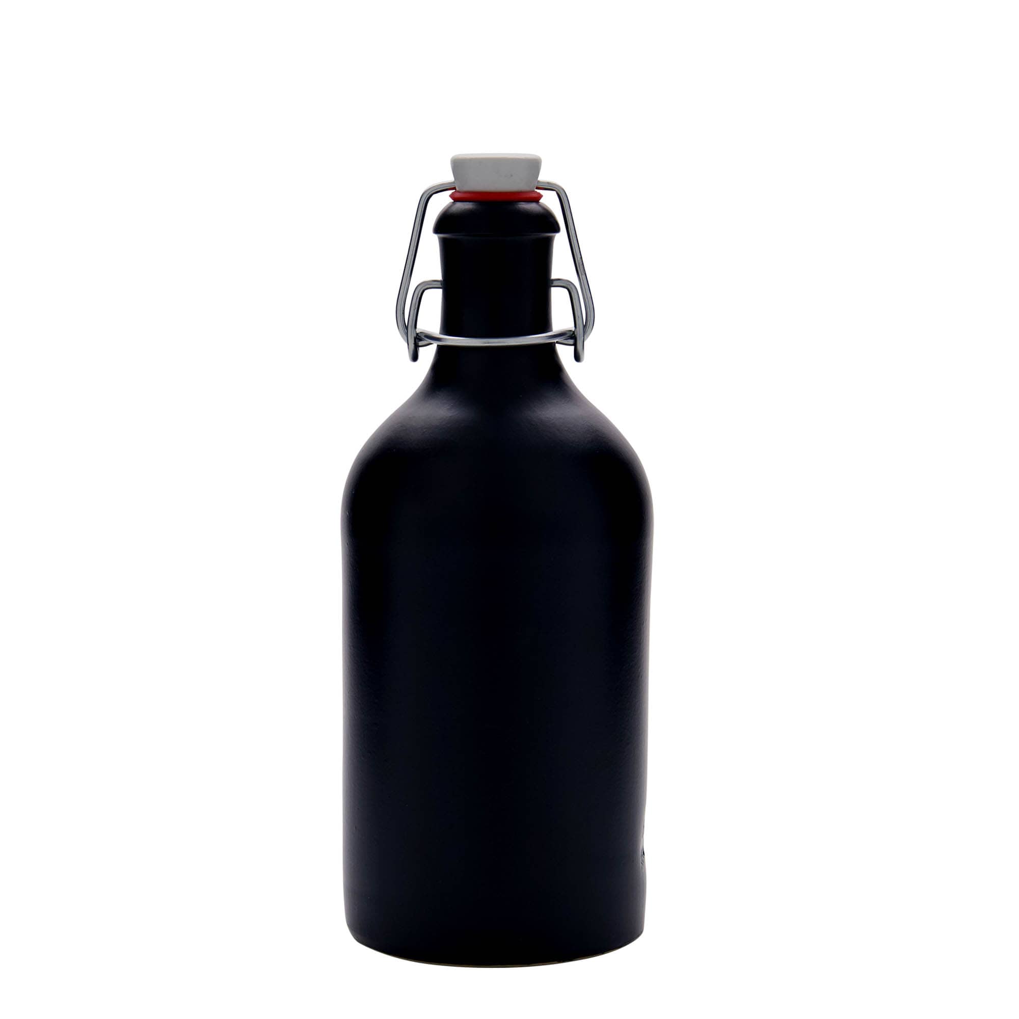500 ml πιθάρι για κρασί, από πέτρινο σμάλτο, μαύρο, στόμιο: κλείσιμο με μεταλλικό κρίκο