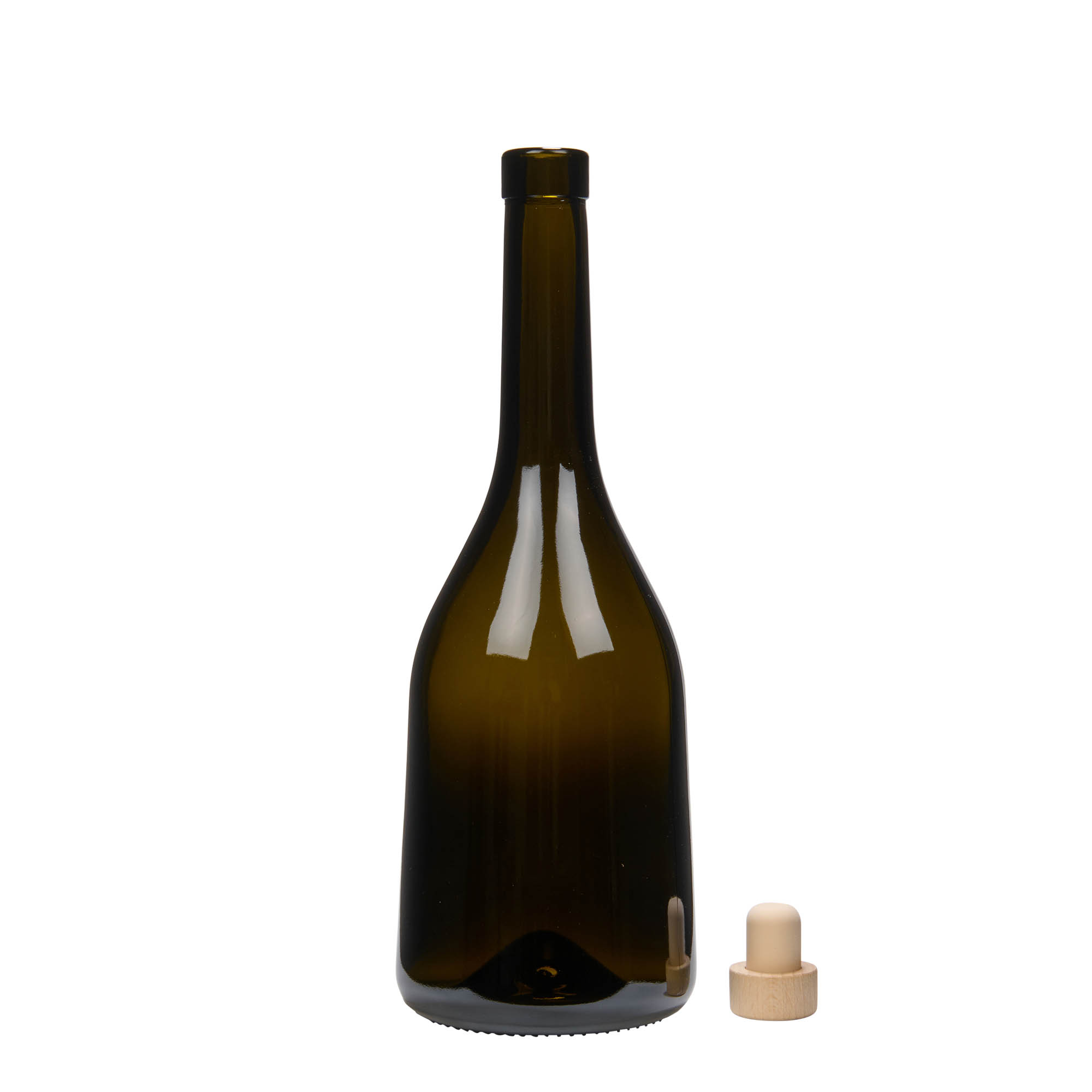 750 ml γυάλινο μπουκάλι 'Rustica', παλαιωμένο πράσινο, στόμιο: φελλός