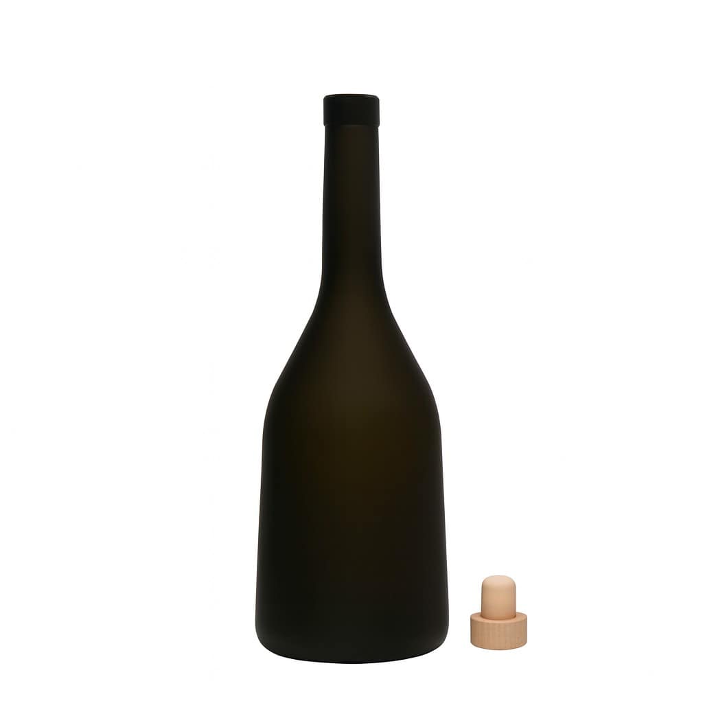 750 ml γυάλινο μπουκάλι 'Rustica', παλαιωμένο πράσινο, στόμιο: φελλός
