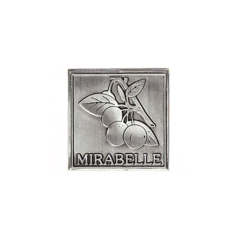 Ετικέτα κασσίτερου 'Mirabelle', τετράγωνη, μέταλλο, ασημί Ετικέτα κασσίτερου 'Mirabelle', τετράγωνη, μέταλλο, ασημί