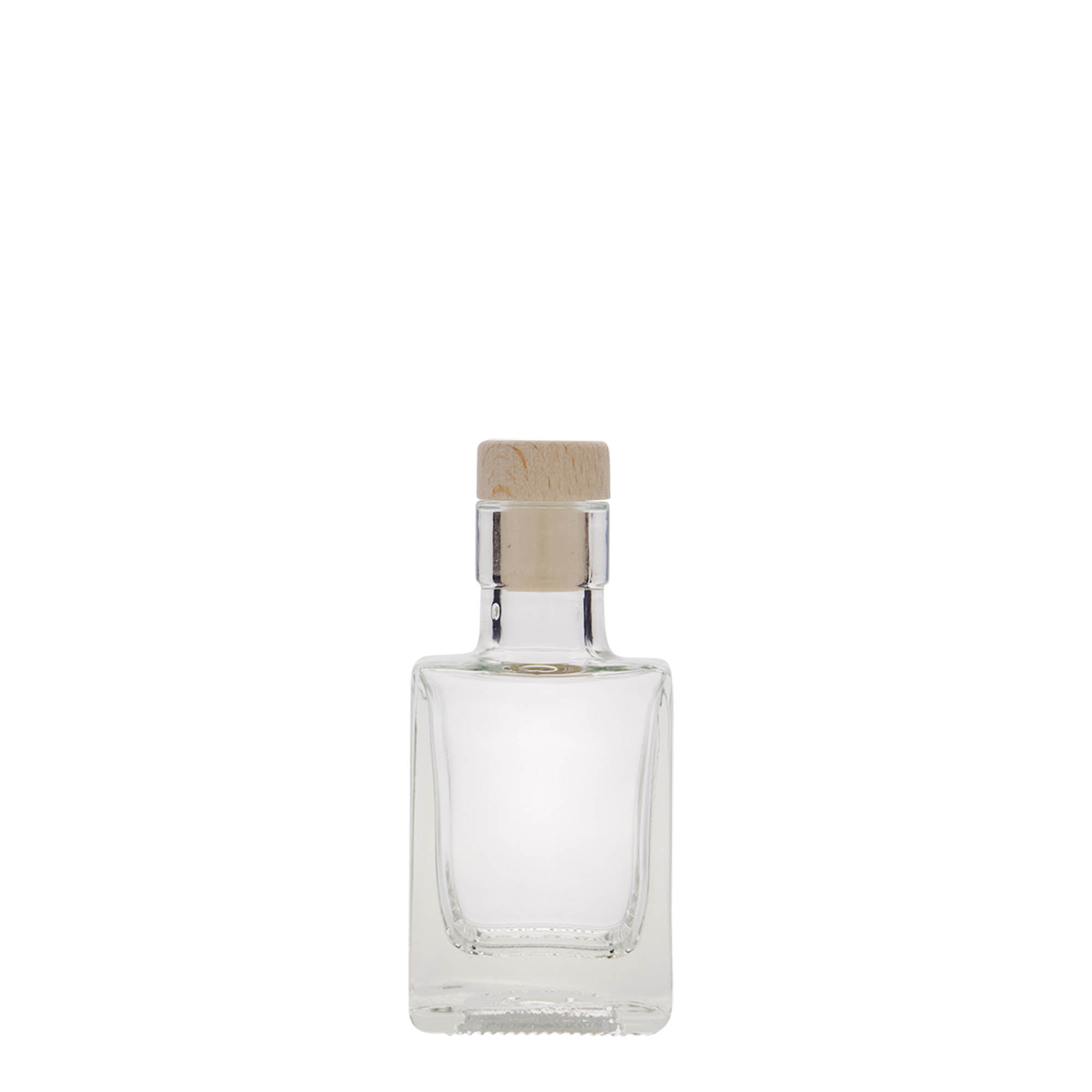 50 ml γυάλινο μπουκάλι 'Cube', τετράγωνο, στόμιο: φελλός 50 ml γυάλινο μπουκάλι 'Cube', τετράγωνο, στόμιο: φελλός
