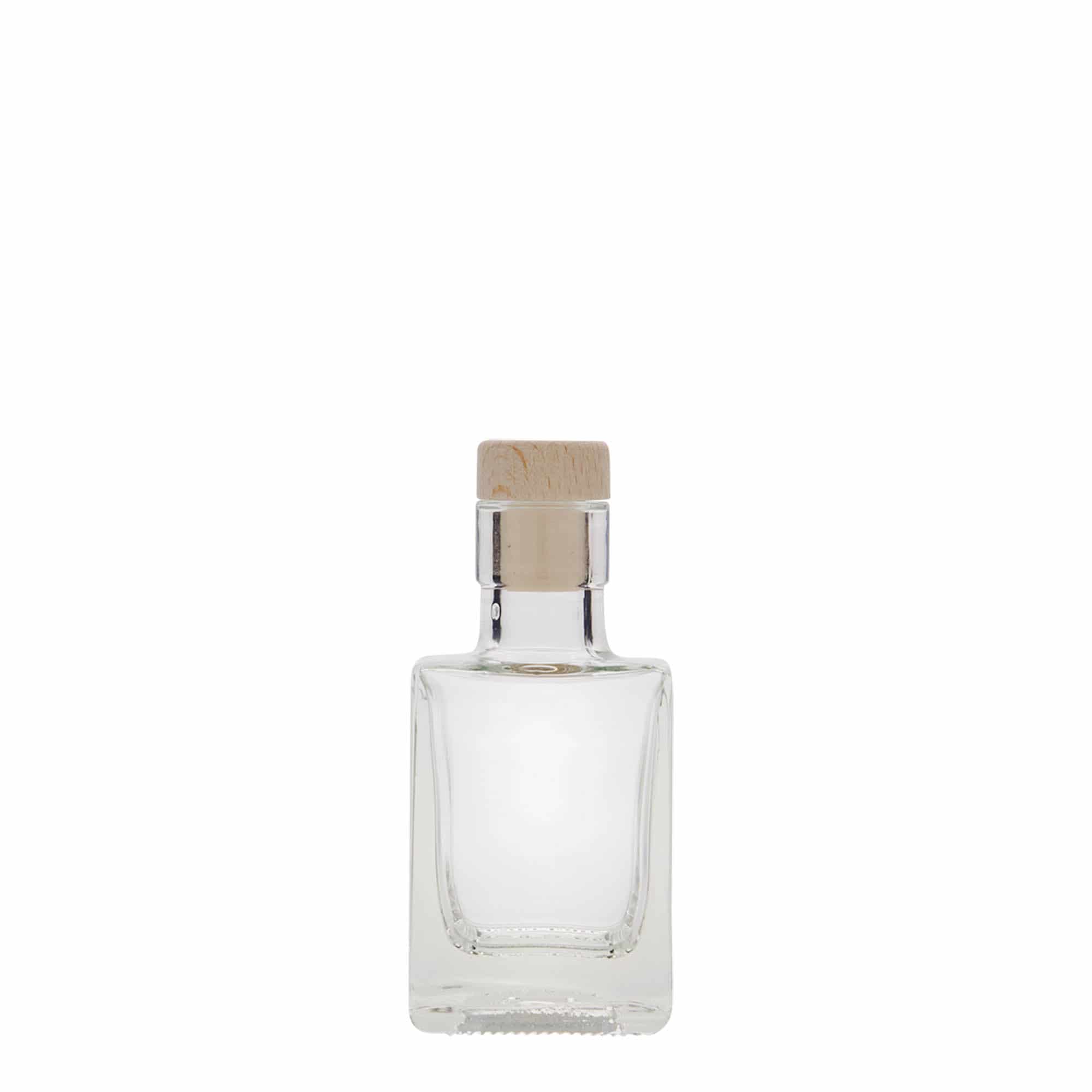 50 ml γυάλινο μπουκάλι 'Cube', τετράγωνο, στόμιο: φελλός 50 ml γυάλινο μπουκάλι 'Cube', τετράγωνο, στόμιο: φελλός