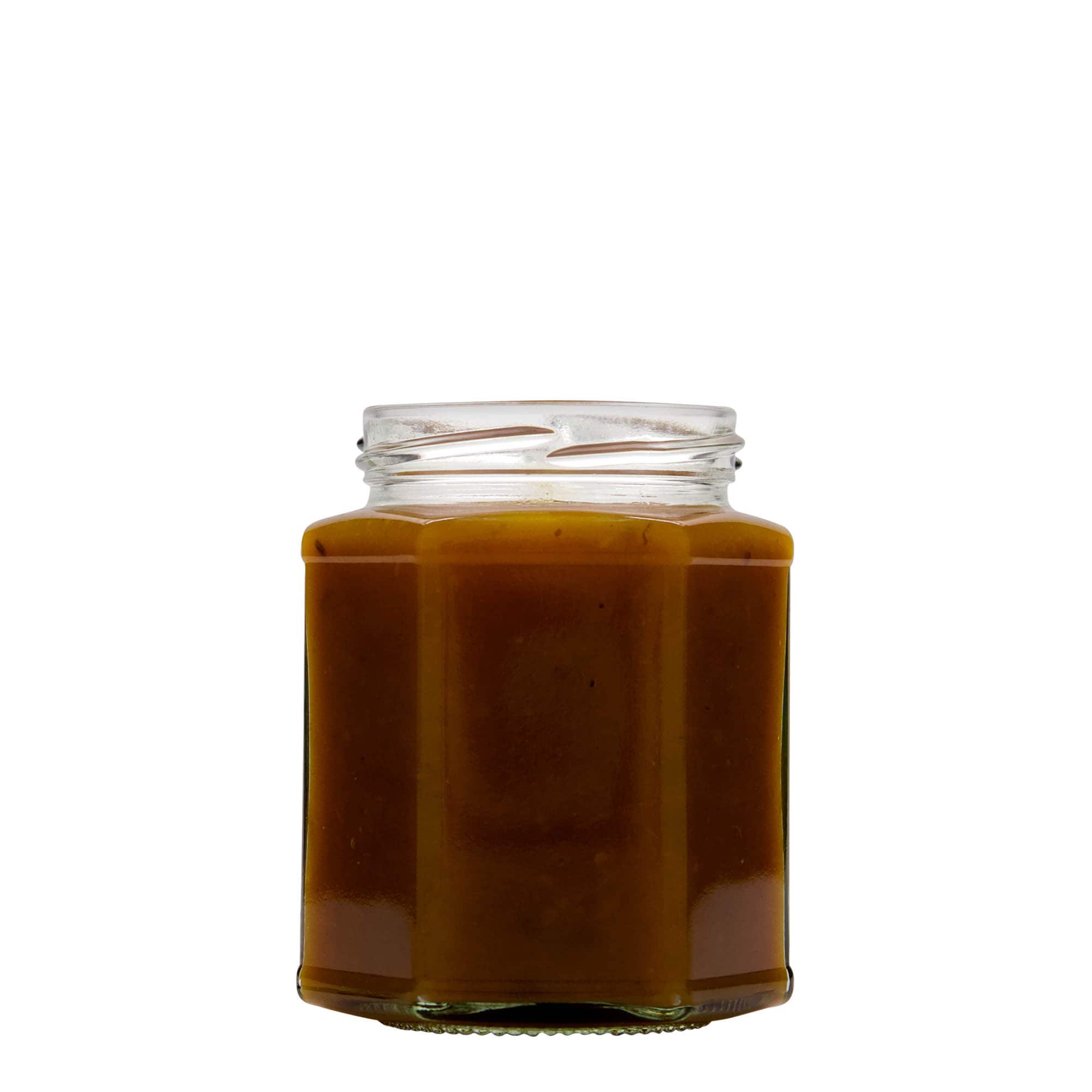 324 ml εξαγωνικό γυάλινο δοχείο, στόμιο: Twist-Off (TO 66) 324 ml εξαγωνικό γυάλινο δοχείο, στόμιο: Twist-Off (TO 66)