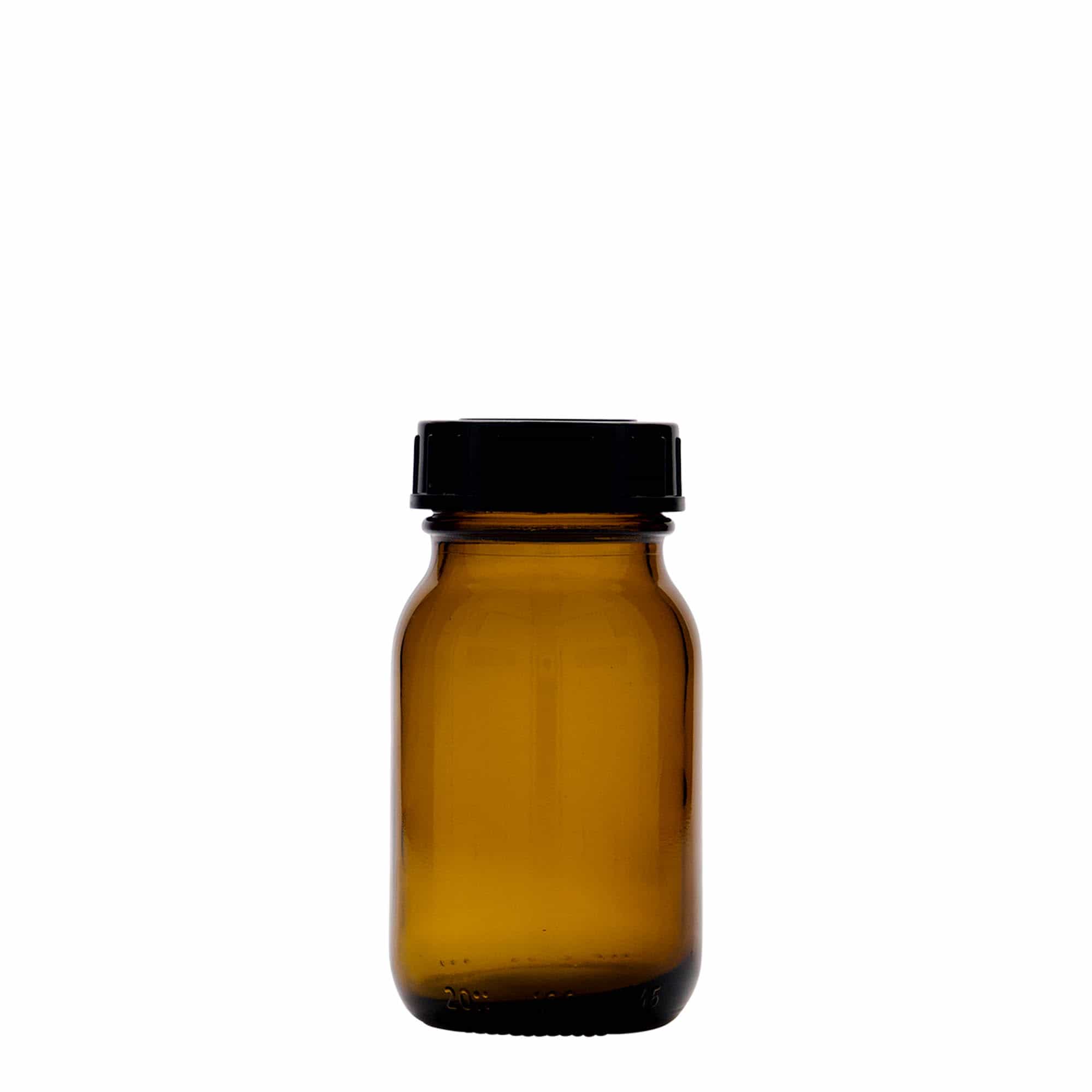 100 ml γυάλινο βάζο με φαρδύ λαιμό, καφέ, στόμιο: DIN 40