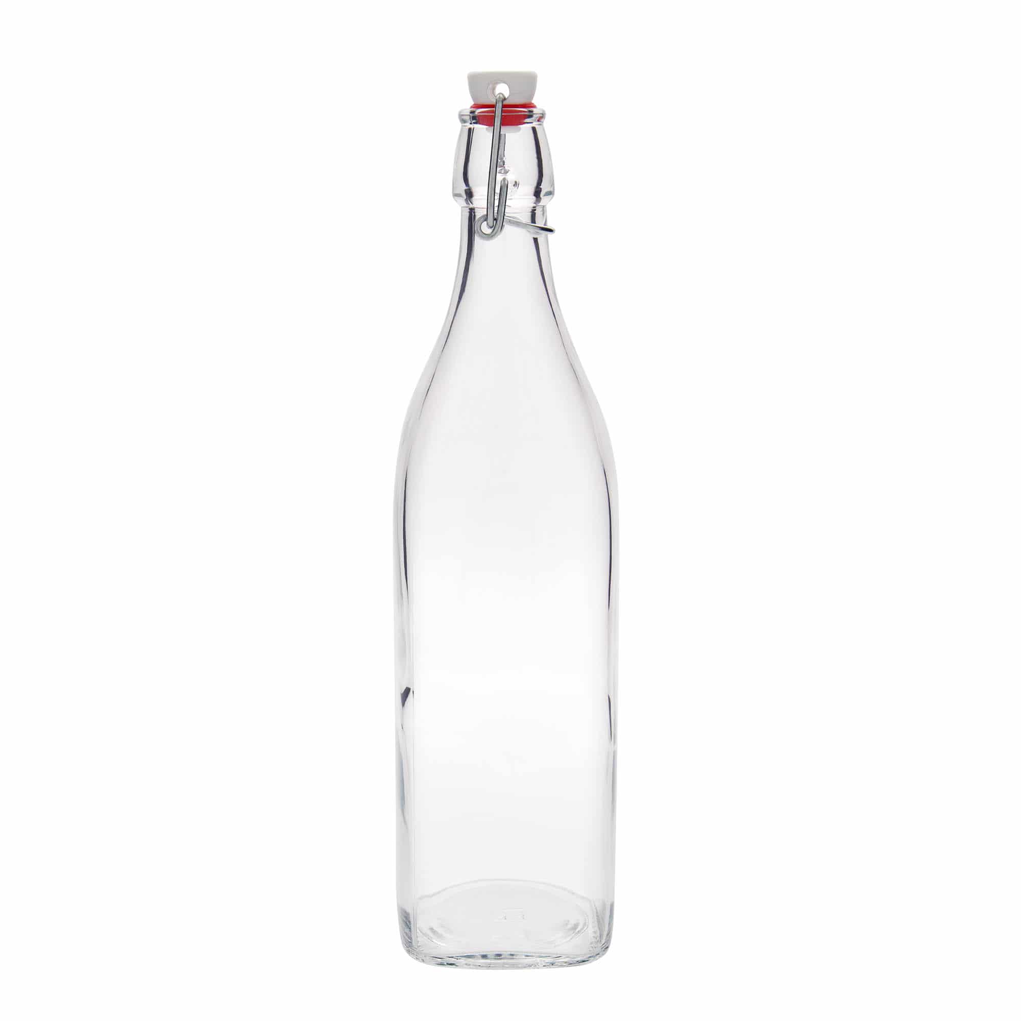 1.000 ml γυάλινο μπουκάλι 'Swing, τετράγωνο, στόμιο: κλείσιμο με μανταλάκι