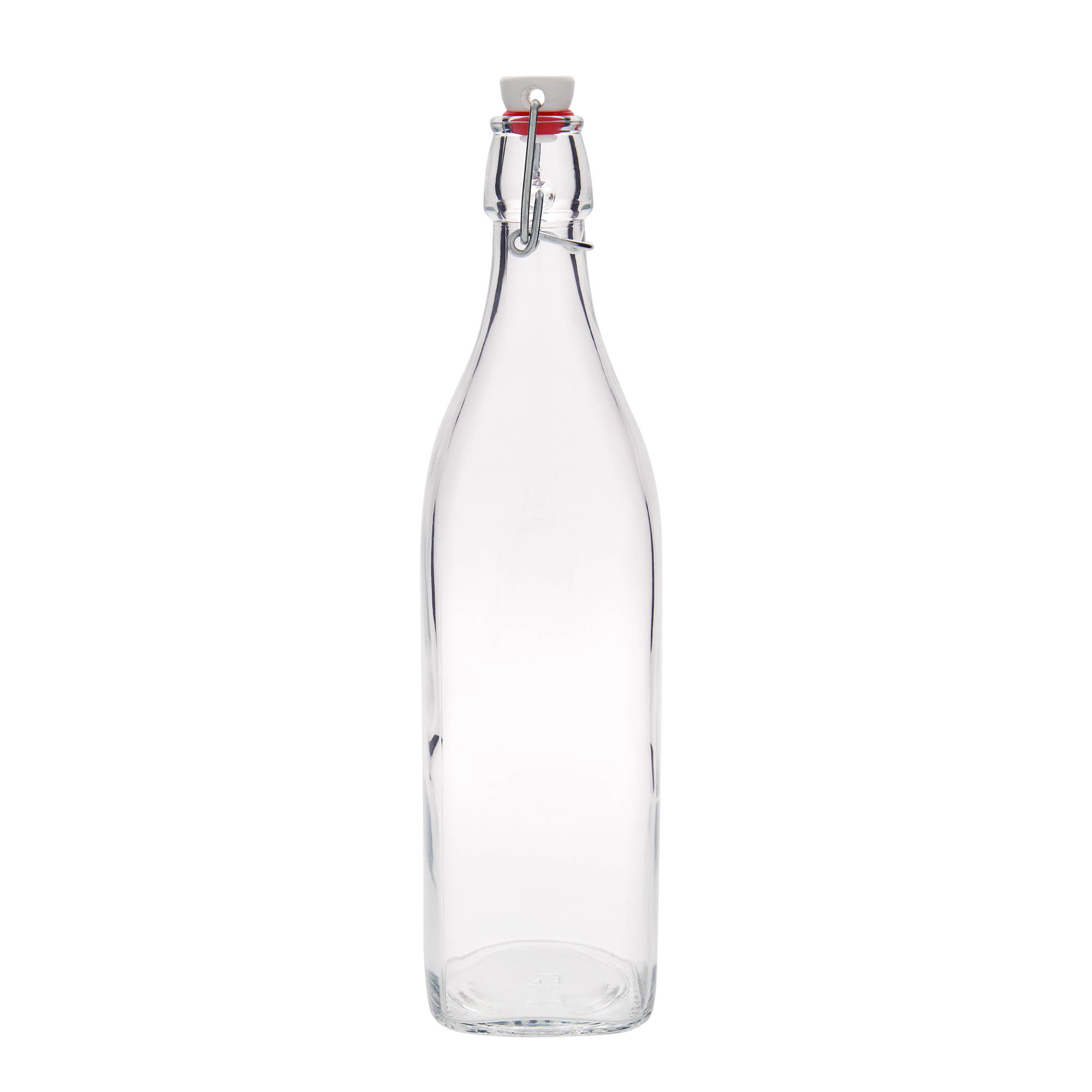 1.000 ml γυάλινο μπουκάλι 'Swing, τετράγωνο, στόμιο: κλείσιμο με μανταλάκι 1.000 ml γυάλινο μπουκάλι 'Swing, τετράγωνο, στόμιο: κλείσιμο με μανταλάκι
