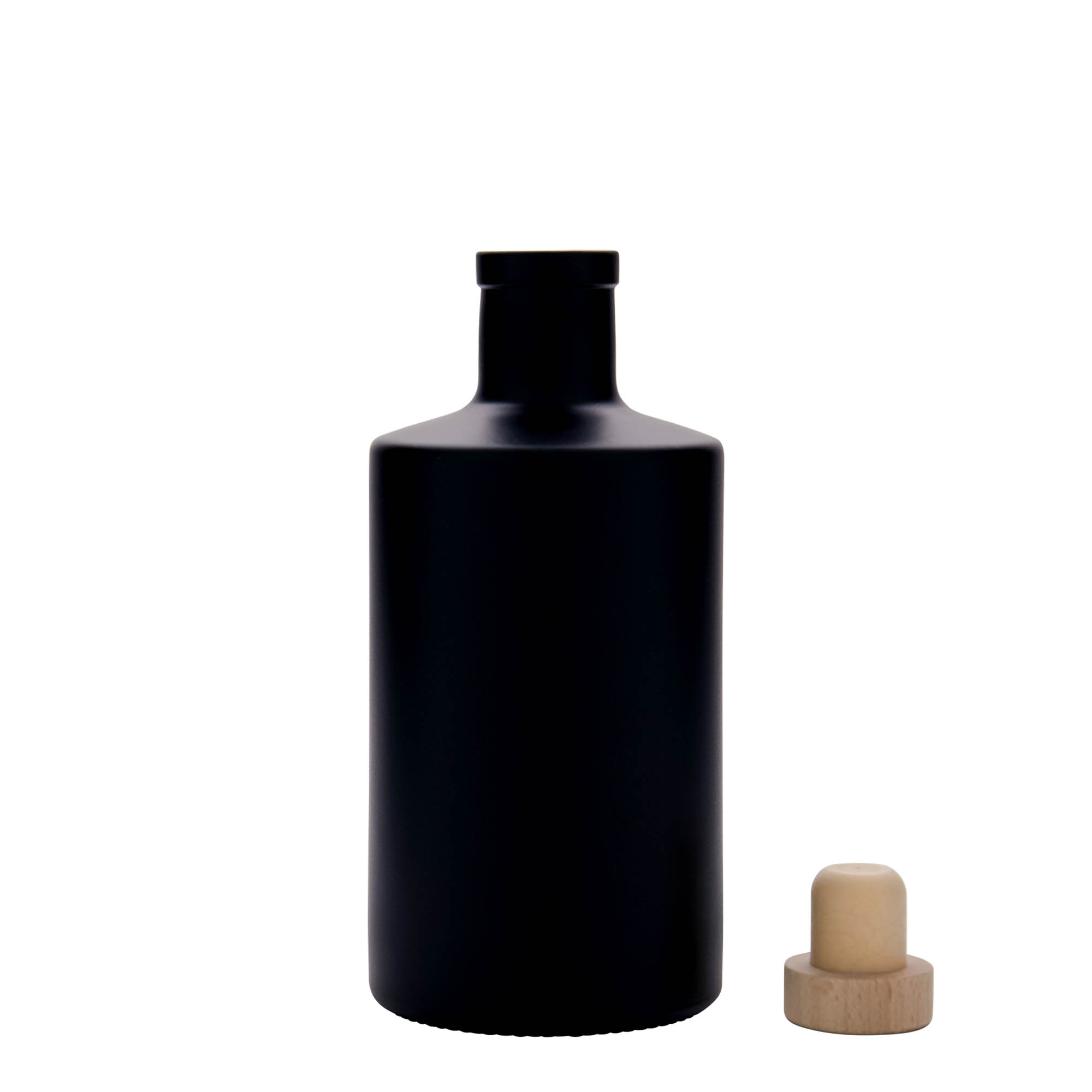 500 ml γυάλινο μπουκάλι 'Caroline', μαύρο, στόμιο: φελλός
