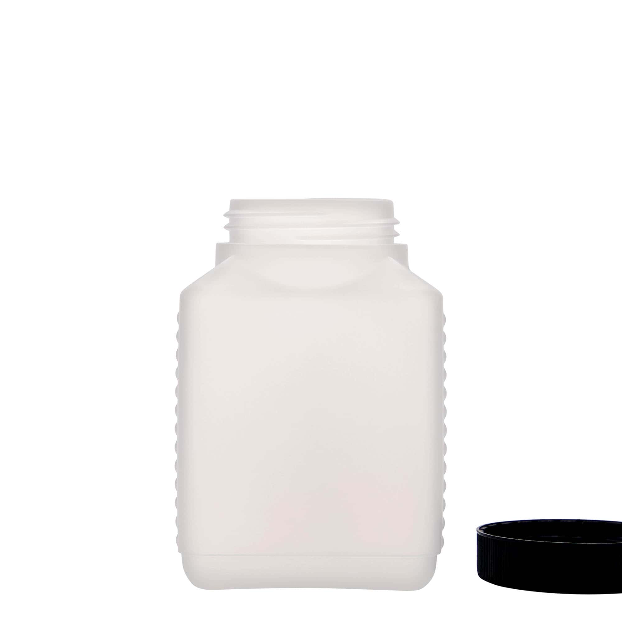 Μπουκάλι με φαρδύ λαιμό 500 ml, ορθογώνιο, πλαστικό HDPE, φυσικό χρώμα, στόμιο: DIN 60 EPE