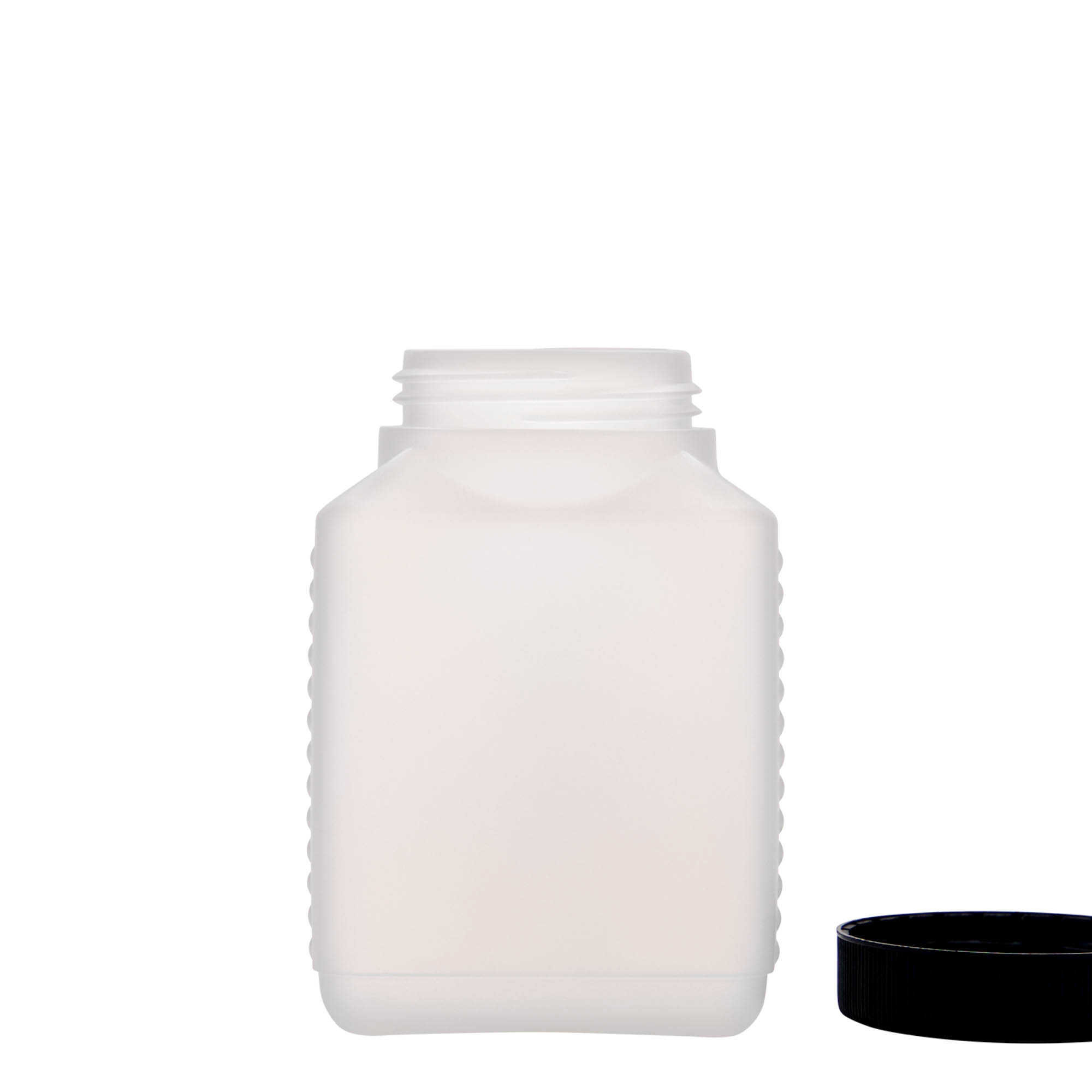 500 ml φιάλη με φαρδύ λαιμό, ορθογώνια, πλαστικό HDPE, φυσικό, στόμιο: DIN 60 EPE