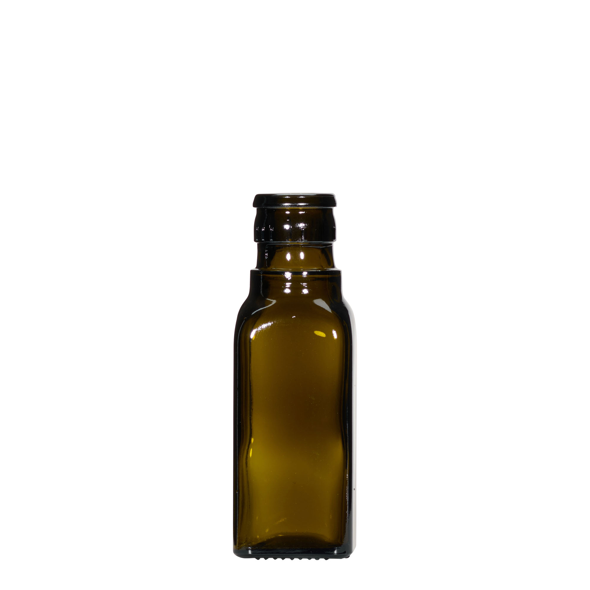 100 ml μπουκάλι ξυδιού/λαδιού 'Quadra', γυαλί, τετράγωνο, παλαιωμένο πράσινο, στόμιο: DOP