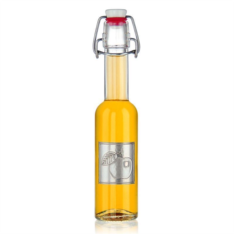 Ετικέτα κασσίτερου 'Μήλο', τετράγωνη, μέταλλο, ασημί