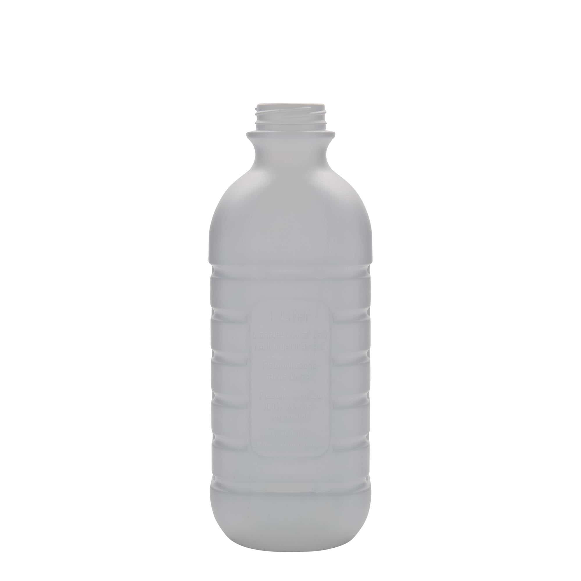 Μπουκάλι για γάλα 1.000 ml, ορθογώνιο, πλαστικό HDPE, λευκό, στόμιο: PEHD40 Μπουκάλι για γάλα 1.000 ml, ορθογώνιο, πλαστικό HDPE, λευκό, στόμιο: PEHD40