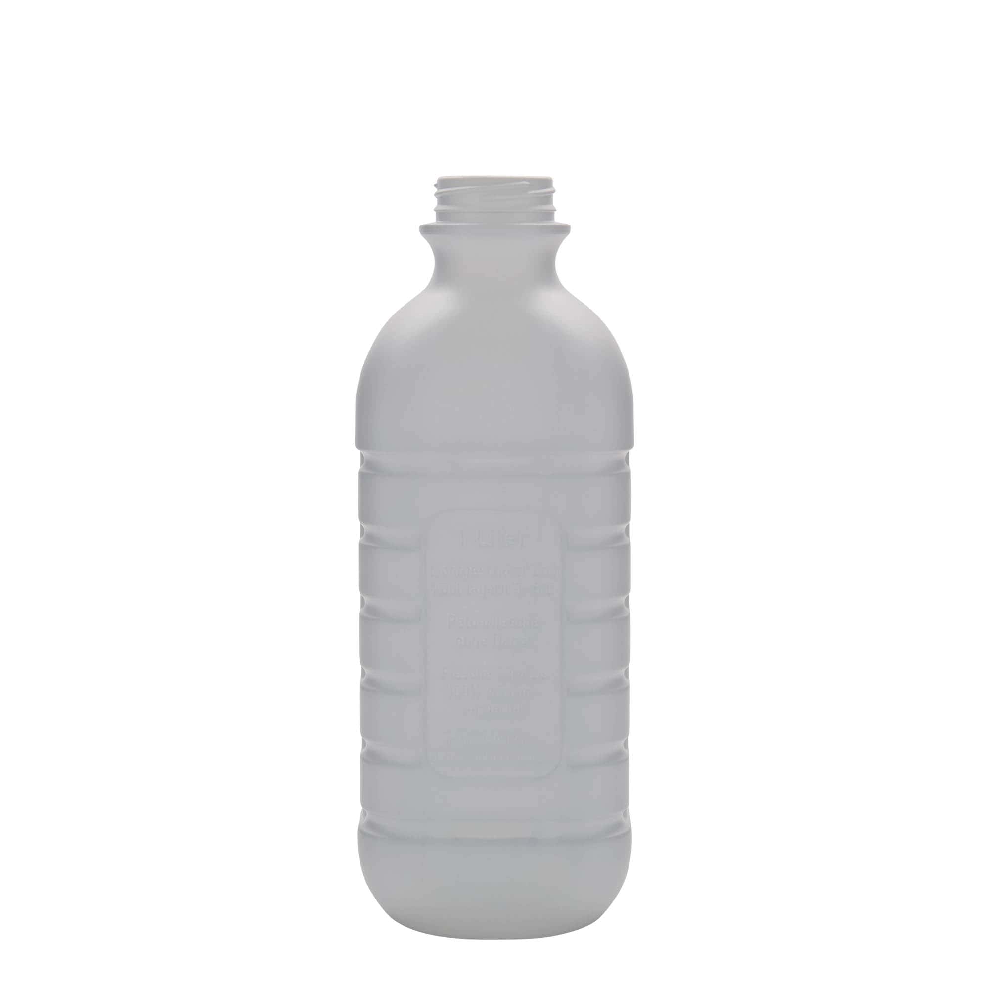 1.000 ml μπουκάλι γάλακτος, ορθογώνιο, πλαστικό HDPE, λευκό, στόμιο: PEHD40