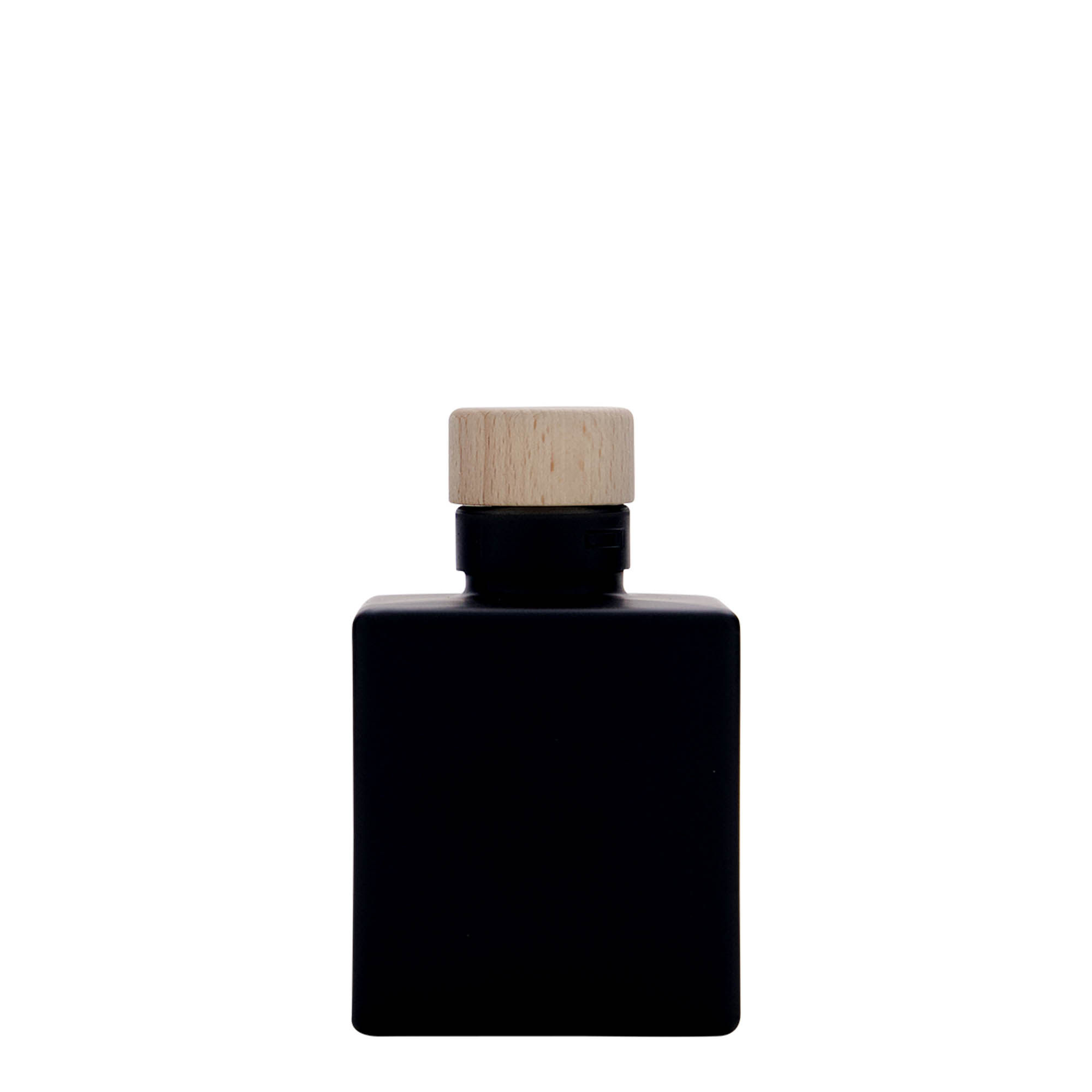 100 ml γυάλινο μπουκάλι 'Cube', τετράγωνο, μαύρο, στόμιο: φελλός