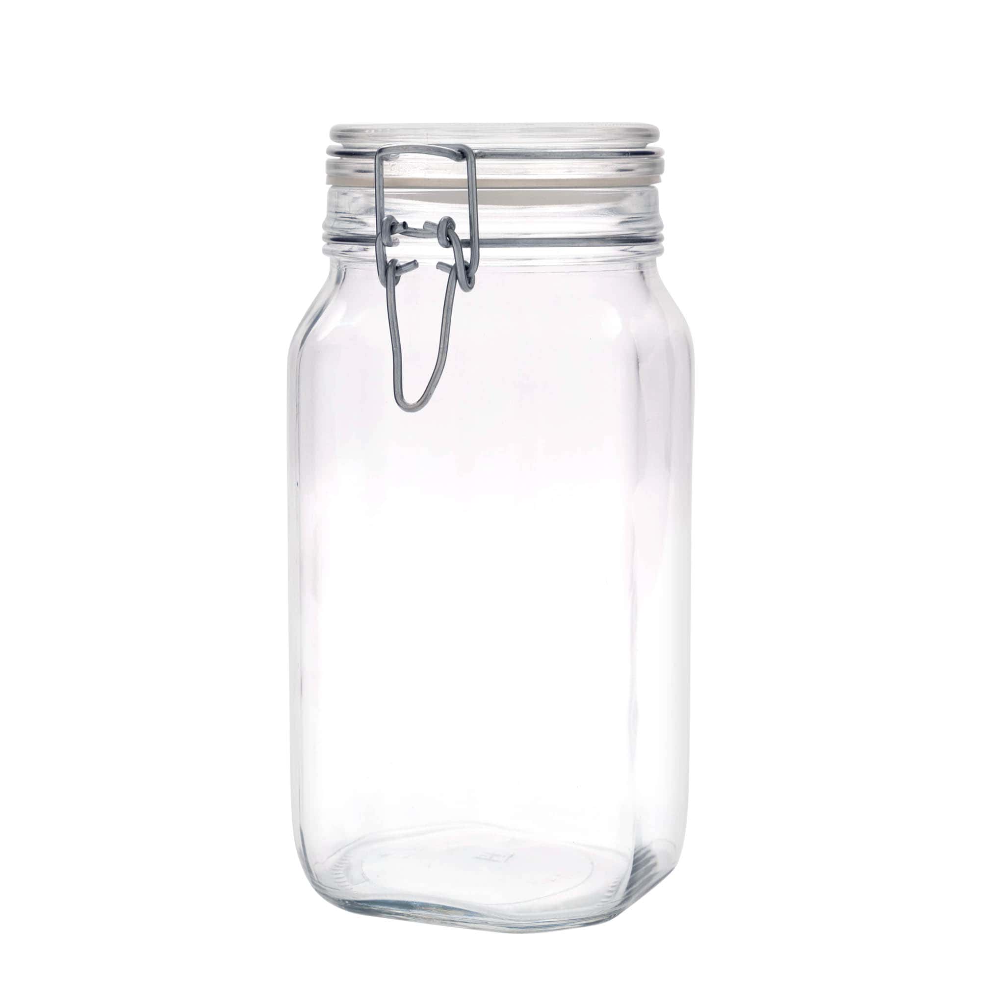 1.500 ml γυάλινο βάζο με σύρμα κλεισίματος 'Fido', τετράγωνο, στόμιο: κλείσιμο με σύρμα