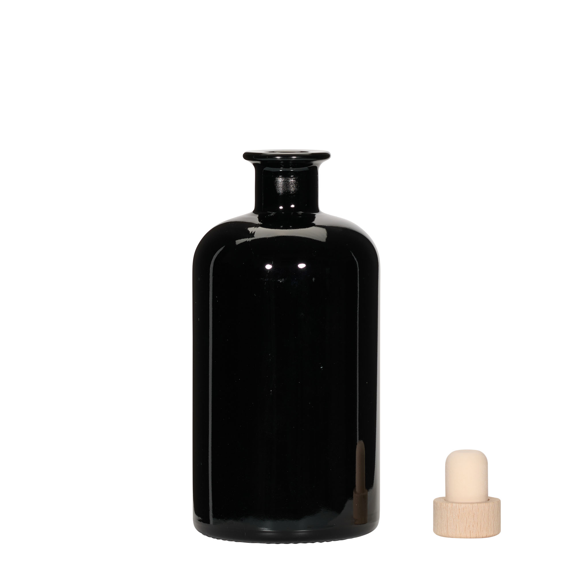 500 ml γυάλινο μπουκάλι φαρμακοποιού, μαύρο, στόμιο: φελλός