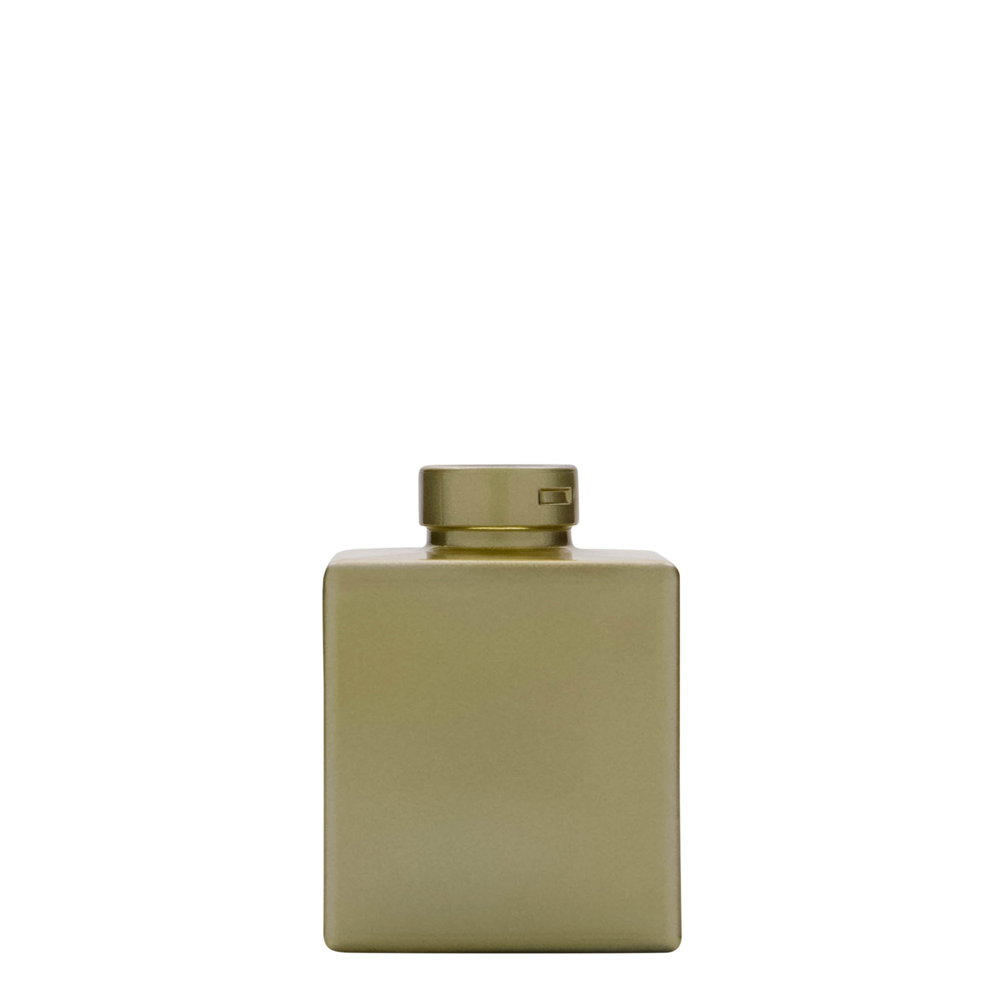 100 ml γυάλινο μπουκάλι 'Cube', τετράγωνο, χρυσό, στόμιο: φελλός