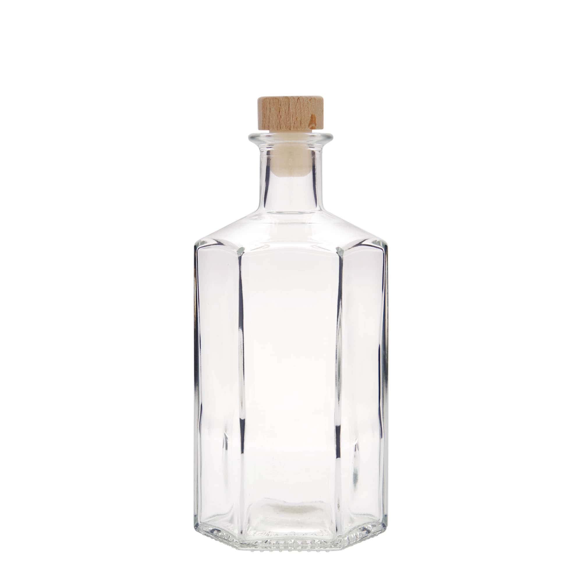 500 ml γυάλινο μπουκάλι φαρμακοποιού 'Jimmy', εξαγωνικό, στόμιο: φελλός