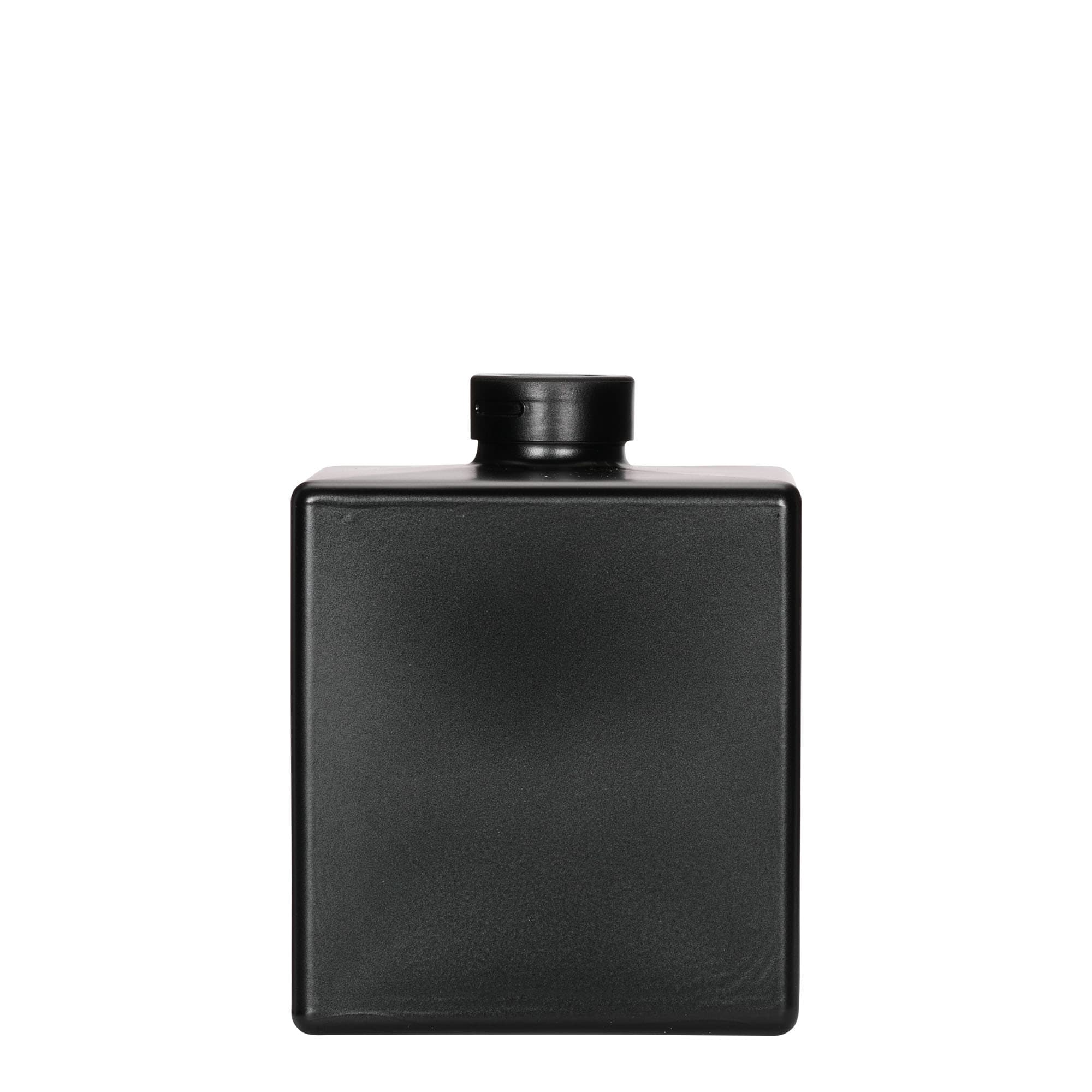 500 ml γυάλινο μπουκάλι 'Cube', τετράγωνο, μαύρο, στόμιο: φελλός