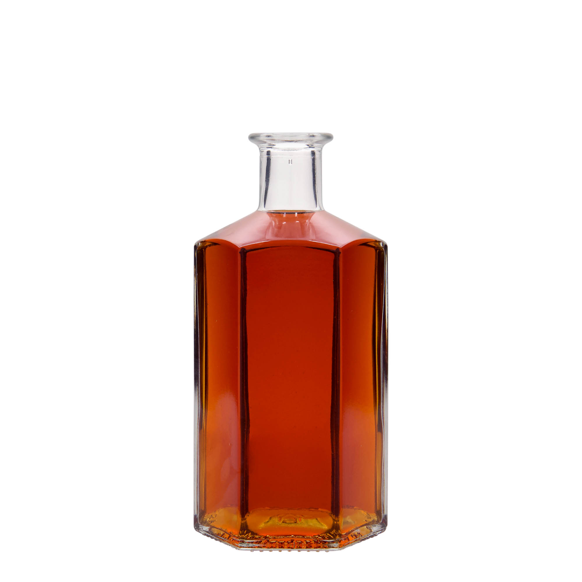 500 ml γυάλινο μπουκάλι φαρμακοποιού 'Jimmy', εξαγωνικό, στόμιο: φελλός