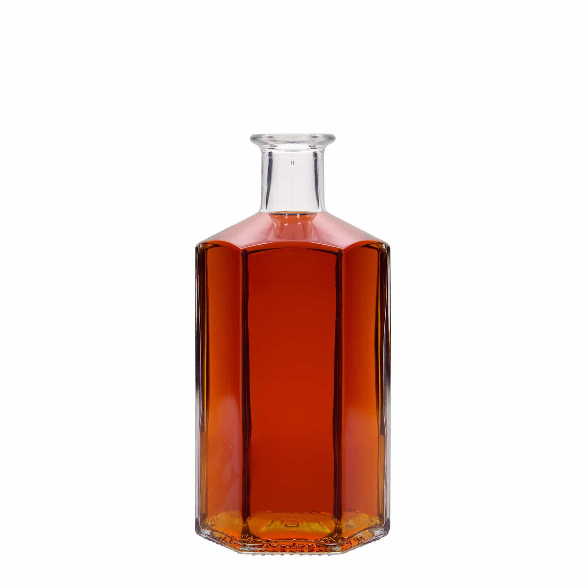 500 ml γυάλινο μπουκάλι φαρμακοποιού 'Jimmy', εξαγωνικό, στόμιο: φελλός