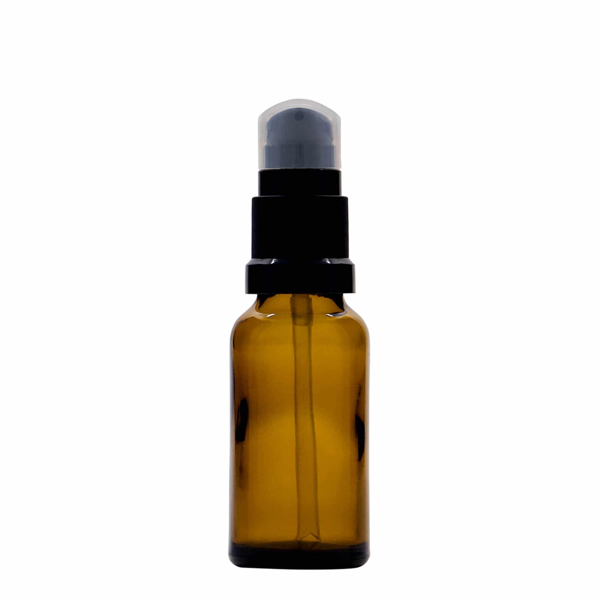 20 ml φιαλίδιο ιατρικής με αντλία λοσιόν, γυαλί, καφέ, στόμιο: DIN 18
