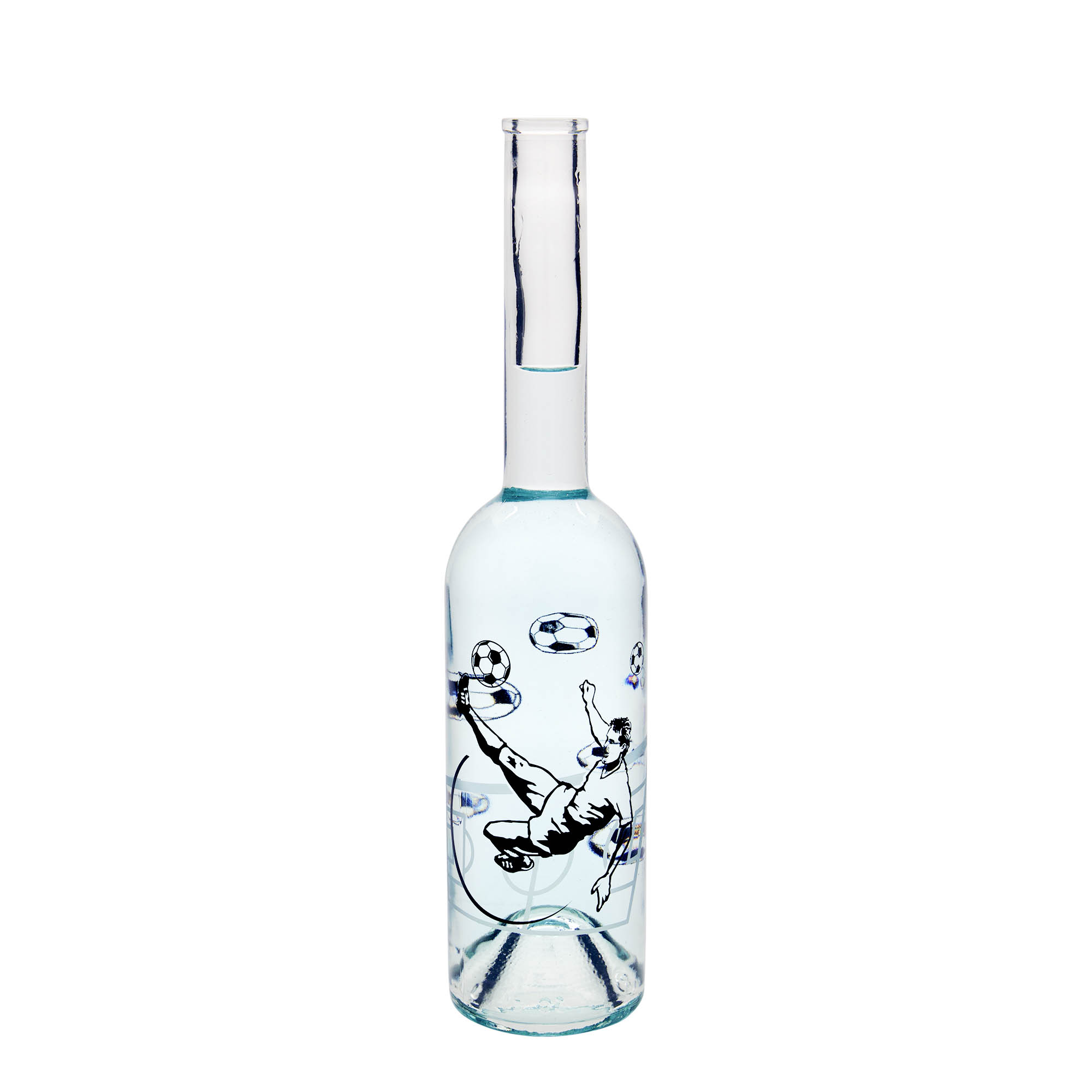 500 ml γυάλινο μπουκάλι 'Opera', θέμα: ποδοσφαιριστής, στόμιο: φελλός