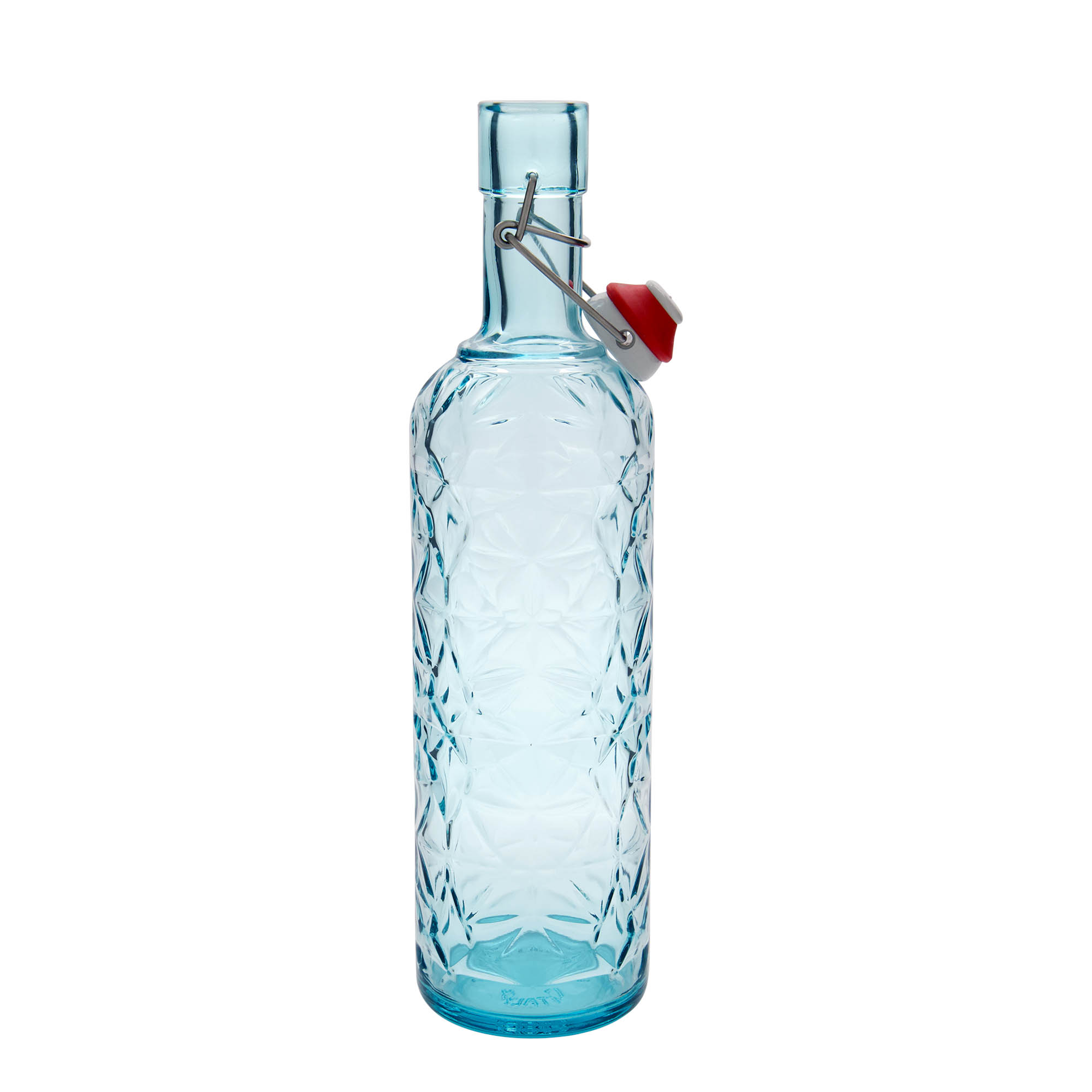 1.000 ml γυάλινο μπουκάλι 'Oriente', γαλάζιο, στόμιο: κλείσιμο με μανταλάκι 1.000 ml γυάλινο μπουκάλι 'Oriente', γαλάζιο, στόμιο: κλείσιμο με μανταλάκι