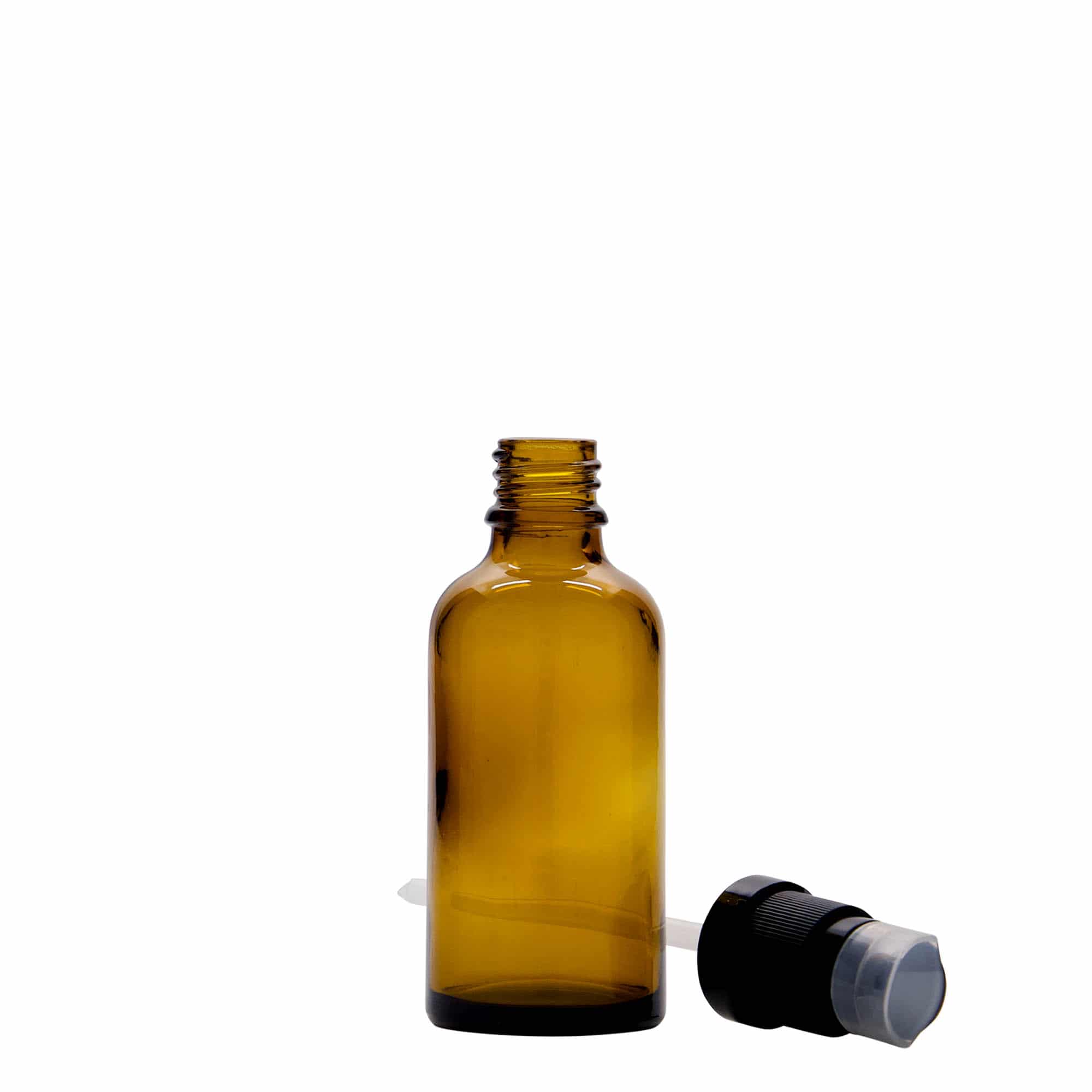 50 ml ιατρικό φιαλίδιο με αντλία λοσιόν, γυαλί, καφέ, στόμιο: DIN 18