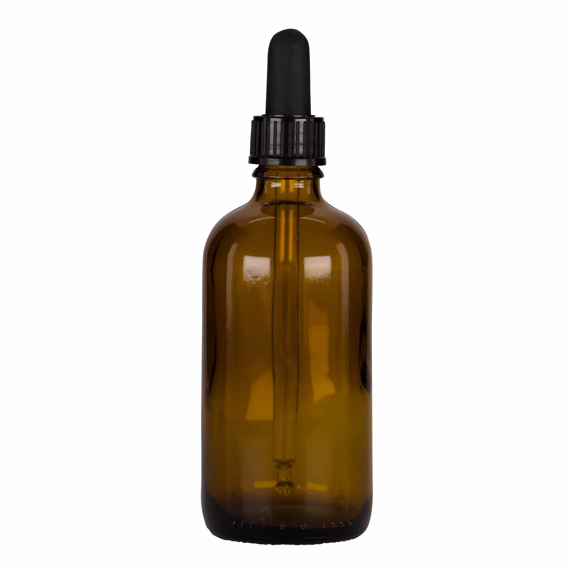 100 ml φιαλίδιο με πιπέτα, ιατρικό, γυάλινο, καφέ-μαύρο, στόμιο: DIN 18