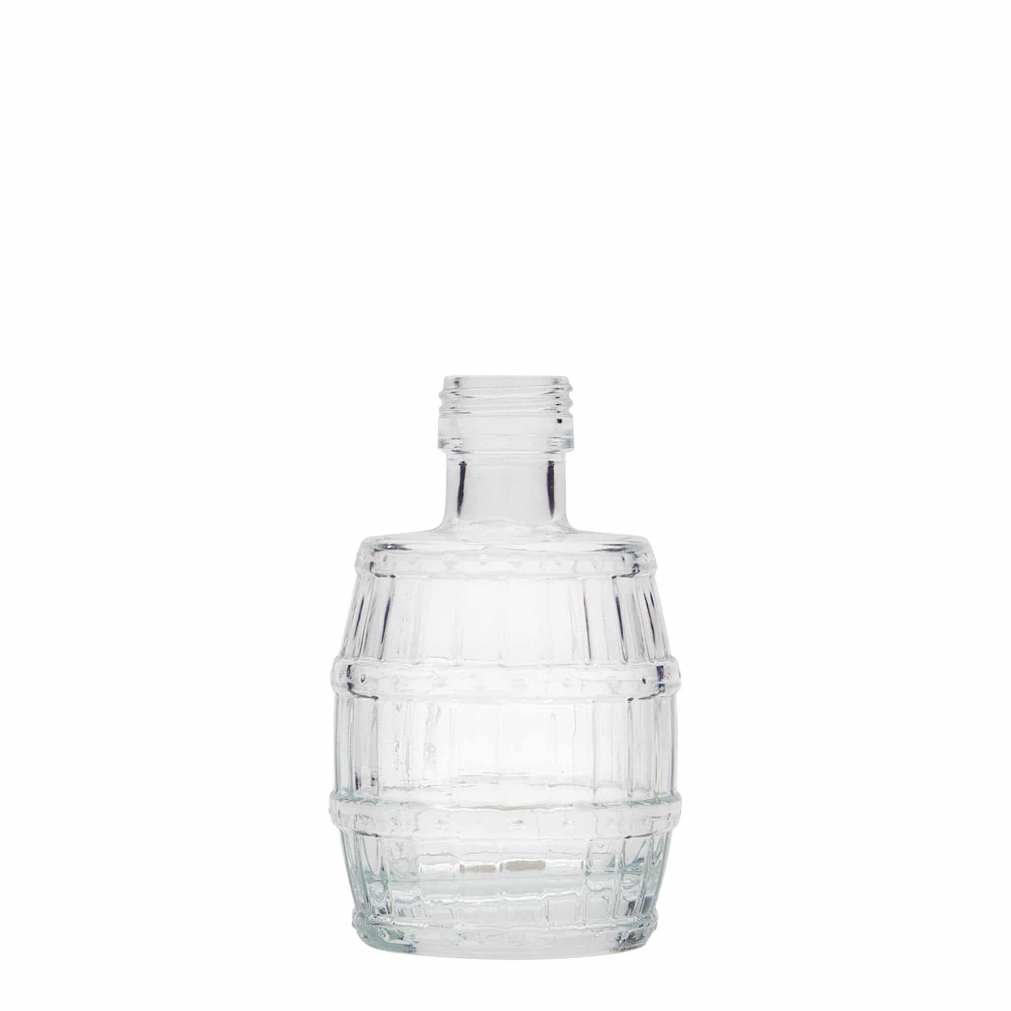 100 ml γυάλινο μπουκάλι 'βαρέλι', στόμιο: PP 24 100 ml γυάλινο μπουκάλι 'βαρέλι', στόμιο: PP 24