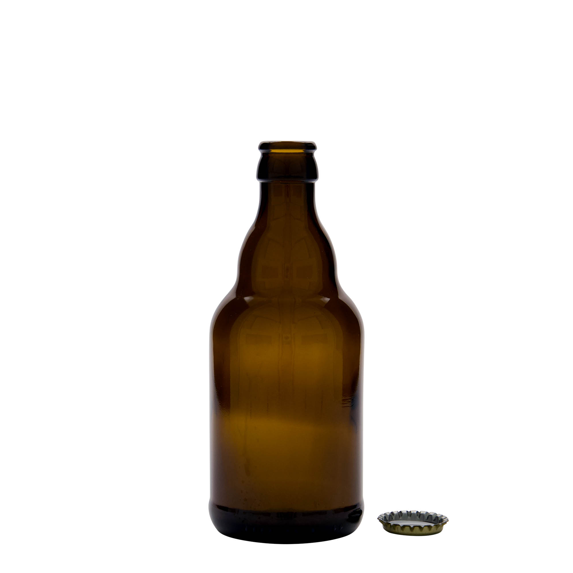 330 ml μπουκάλι μπύρας 'Steinie', γυαλί, καφέ, στόμιο: καπάκι Kronkorken