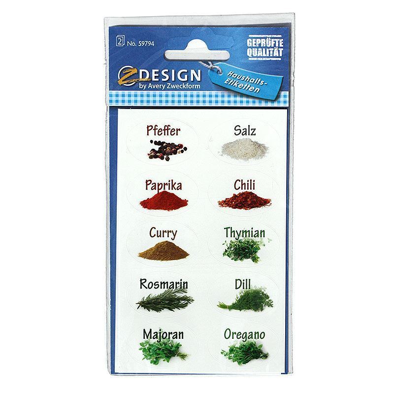 Zweckform ετικέτες «Μπαχαρικά», οβάλ, χαρτί, πολύχρωμες Zweckform ετικέτες «Μπαχαρικά», οβάλ, χαρτί, πολύχρωμες