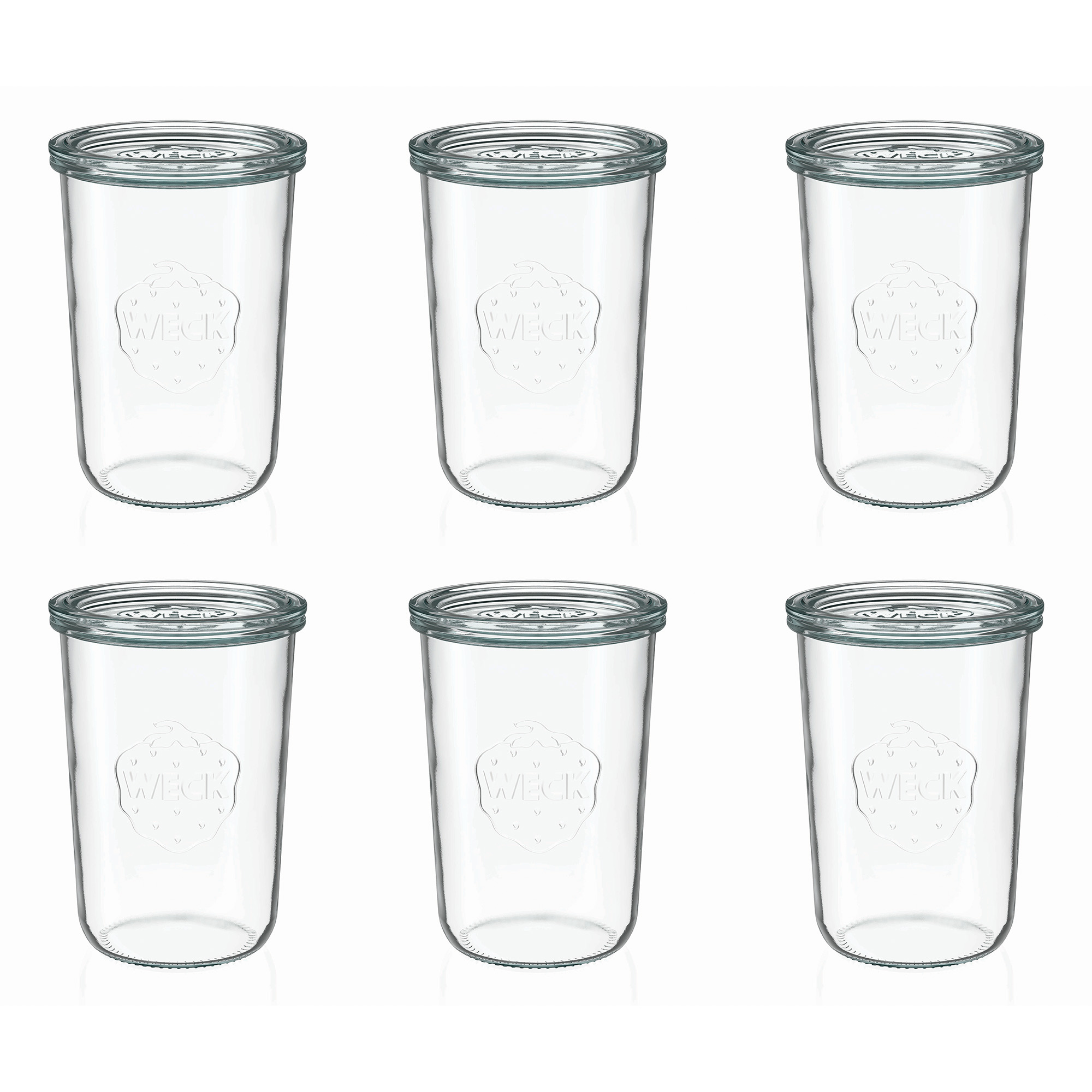 6x Κυλινδρικό βάζο WECK 850 ml με γυάλινο καπάκι RR 100
