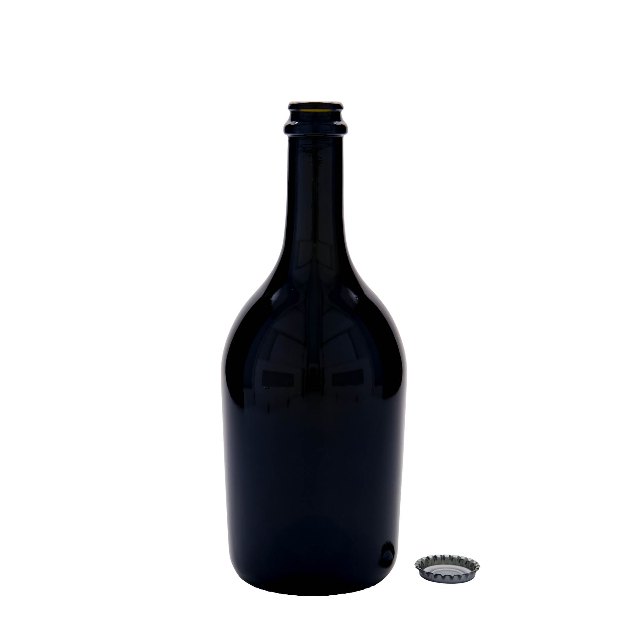 750 ml μπουκάλι μπύρας/σαμπάνιας 'Butterfly', γυαλί, παλαιωμένο πράσινο, στόμιο: καπάκι κορώνας