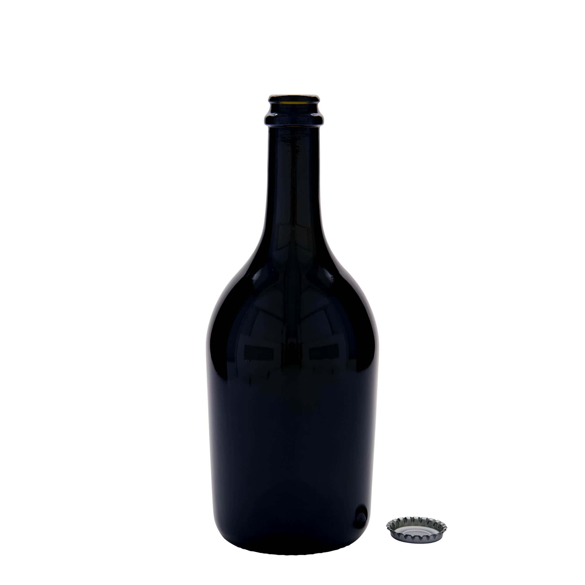 750 ml μπουκάλι μπύρας/σαμπάνιας 'Butterfly', γυαλί, παλαιωμένο πράσινο, στόμιο: καπάκι κορώνας