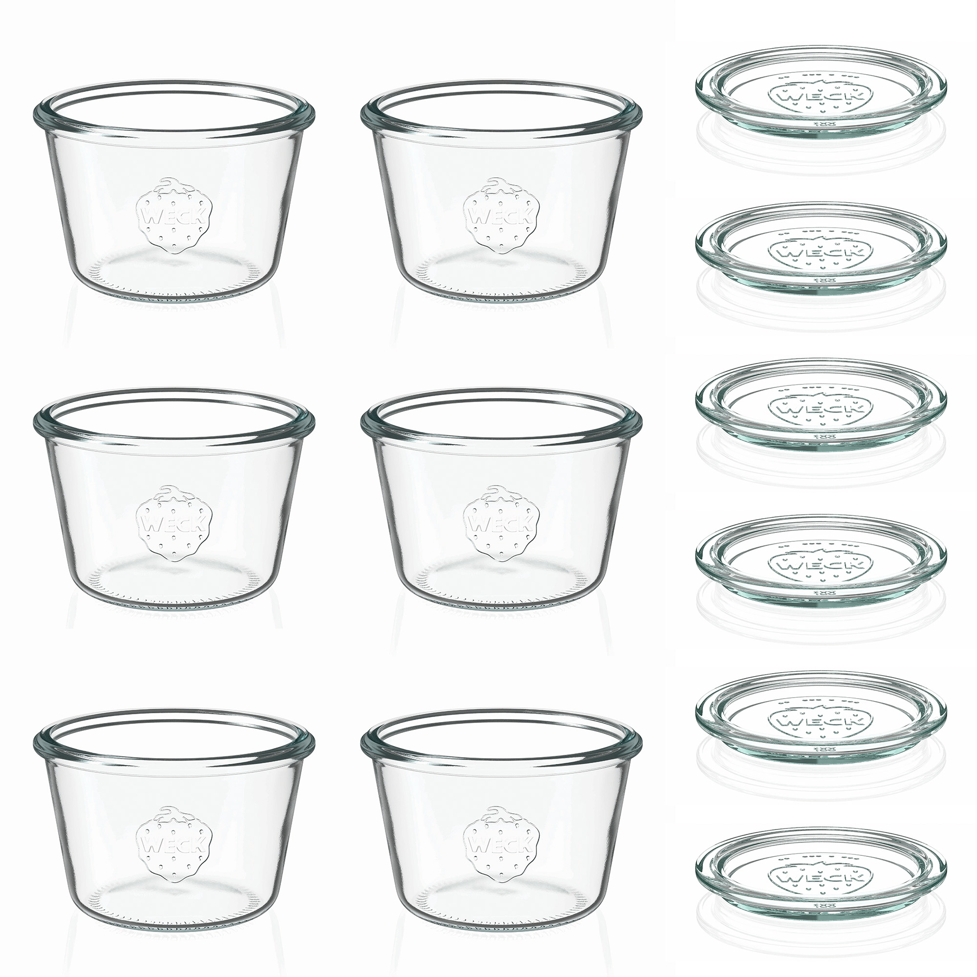 6x Κυλινδρικό βάζο WECK 370 ml με γυάλινο καπάκι RR 100