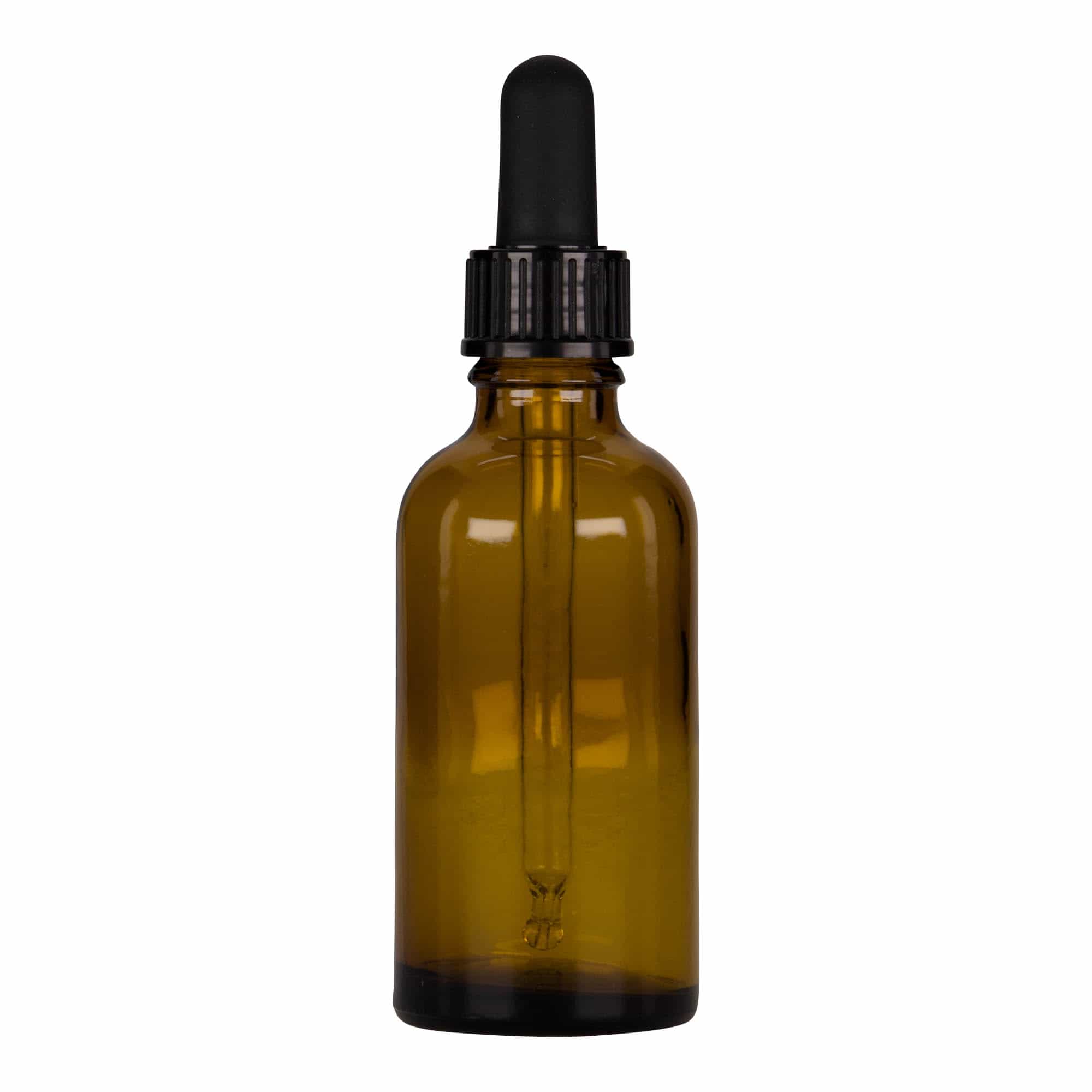 50 ml φιαλίδιο με σταγονόμετρο, ιατρικό, γυάλινο, καφέ-μαύρο, στόμιο: DIN 18
