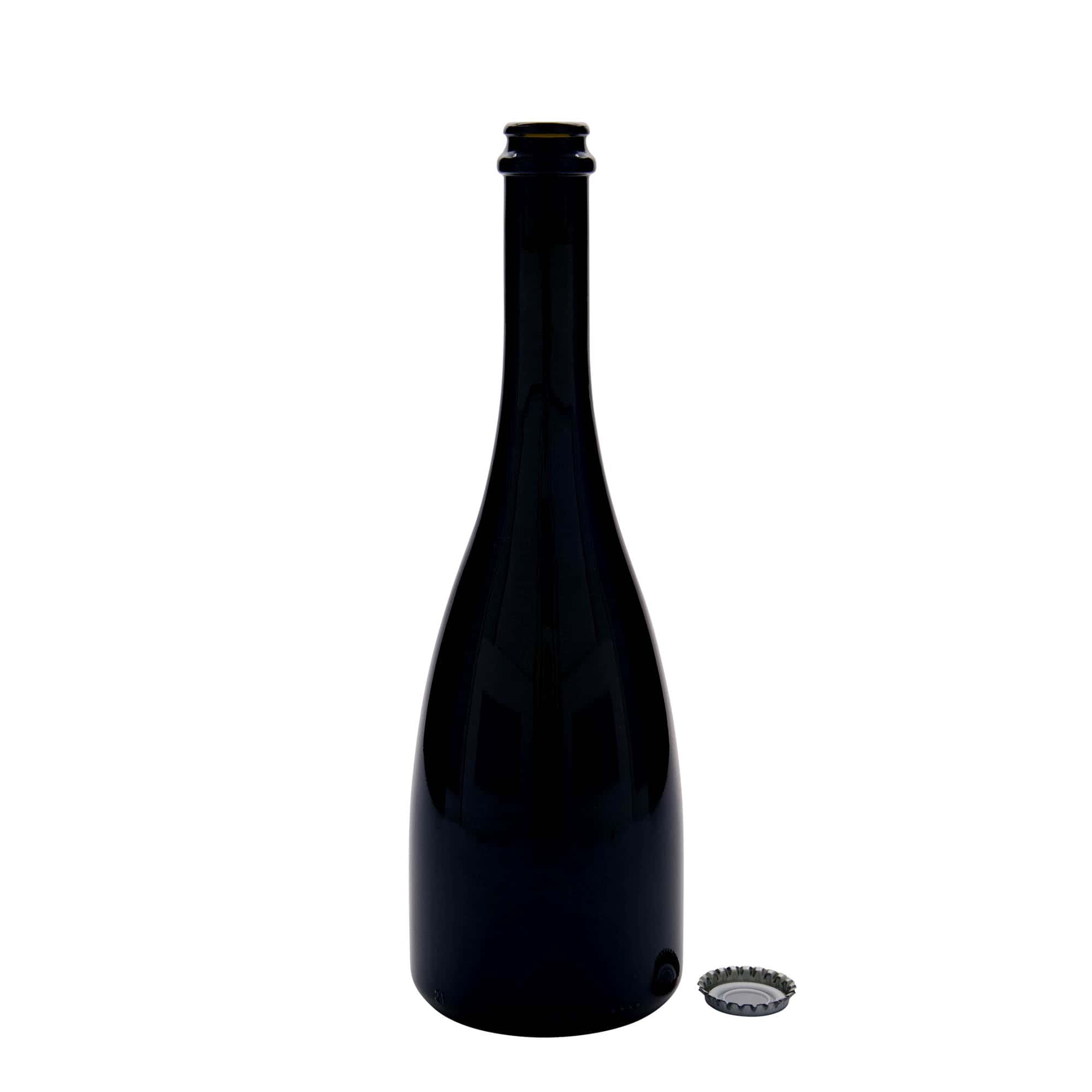 750 ml Μπουκάλι μπύρας/σαμπάνιας 'Tosca', γυαλί, παλαιωμένο πράσινο, στόμιο: καπάκι κορωνοειδές