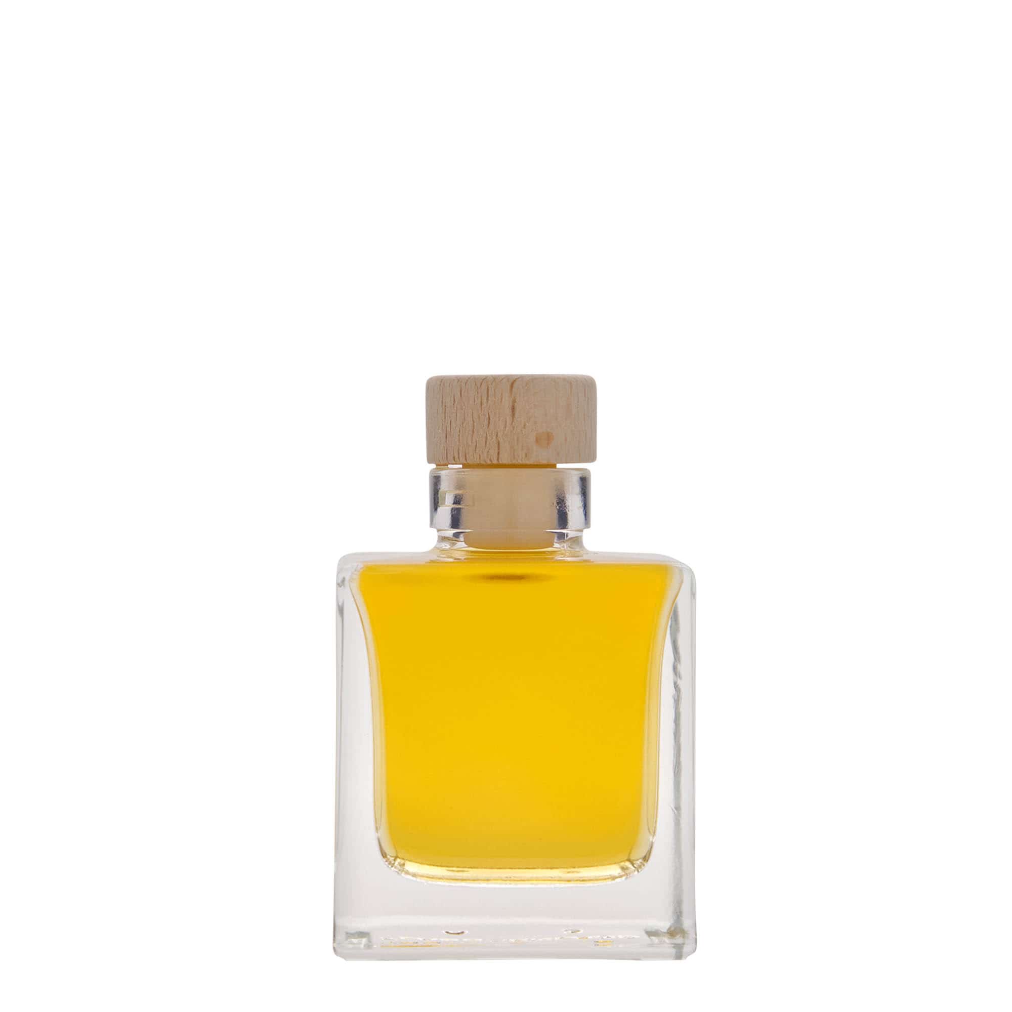 100 ml γυάλινο μπουκάλι 'Cube', τετράγωνο, στόμιο: φελλός