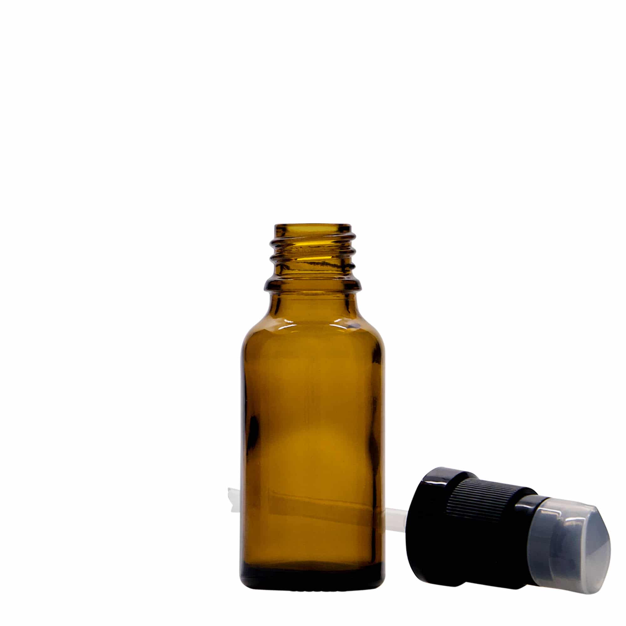 20 ml φιαλίδιο ιατρικής με αντλία λοσιόν, γυαλί, καφέ, στόμιο: DIN 18