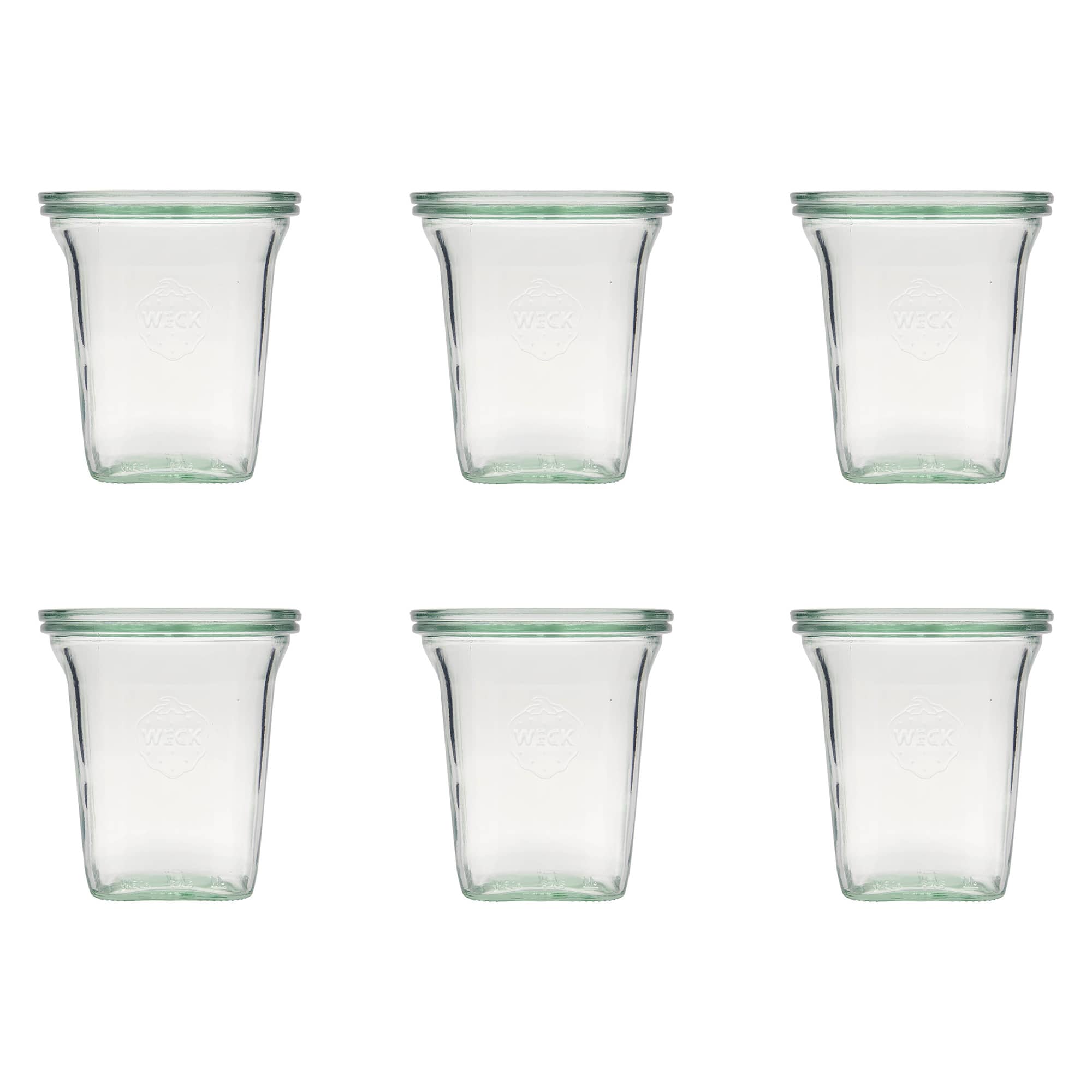 6x Τετράγωνο βάζο WECK 545 ml με γυάλινο καπάκι RR 100