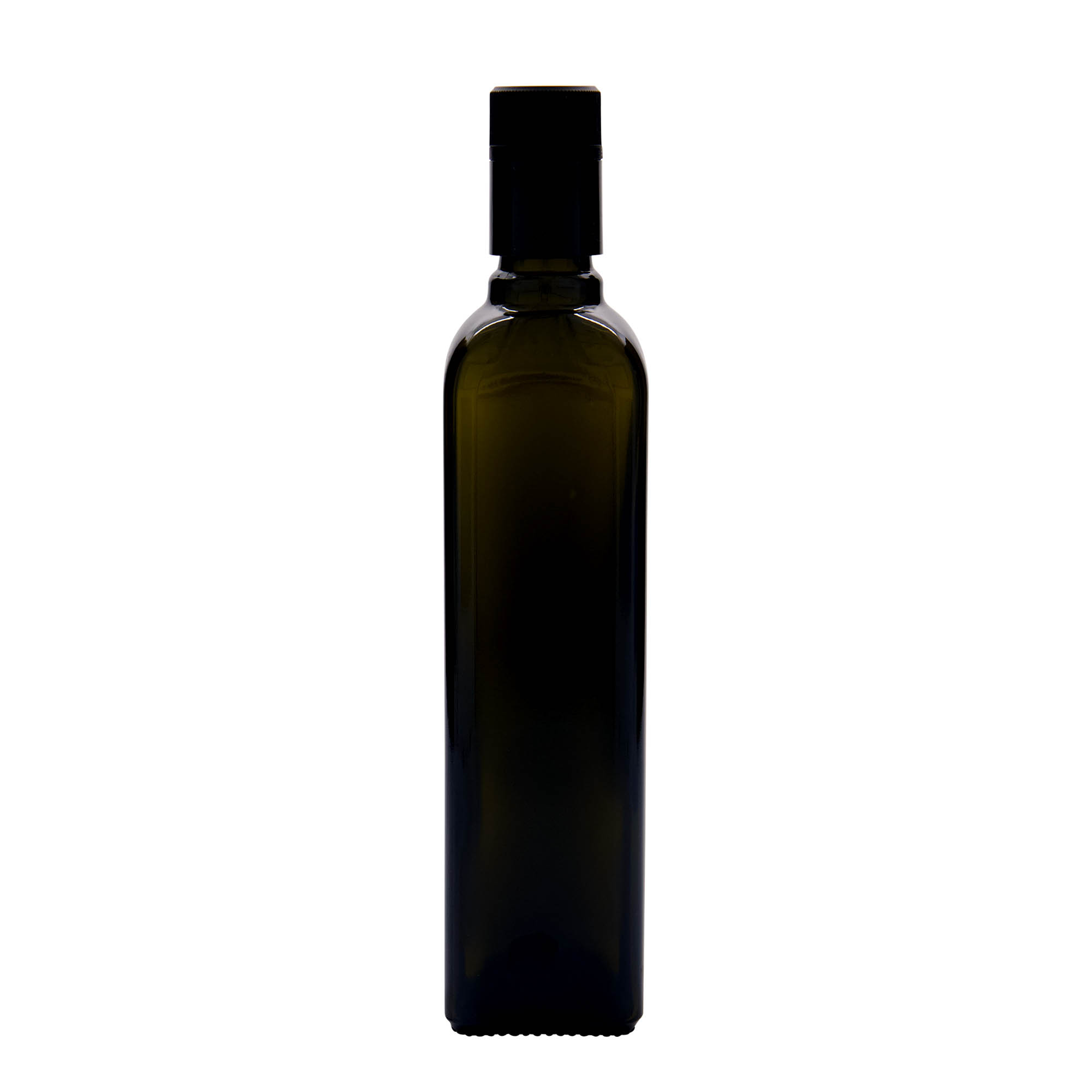 500 ml μπουκάλι ξυδιού/λαδιού 'Quadra', γυάλινο, τετράγωνο, παλαιωμένο πράσινο, στόμιο: DOP
