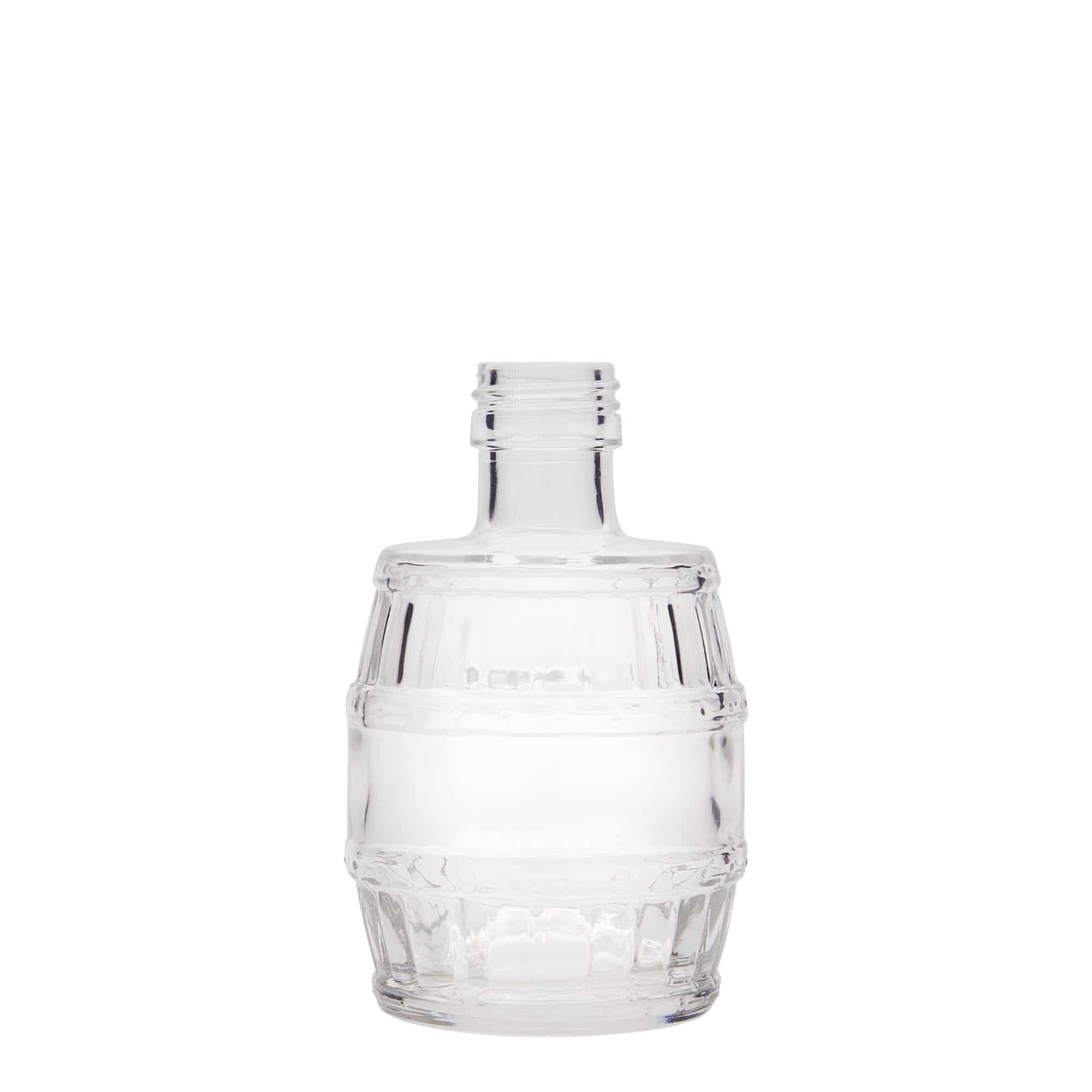 200 ml γυάλινο μπουκάλι 'βαρέλι', στόμιο: PP 28 200 ml γυάλινο μπουκάλι 'βαρέλι', στόμιο: PP 28