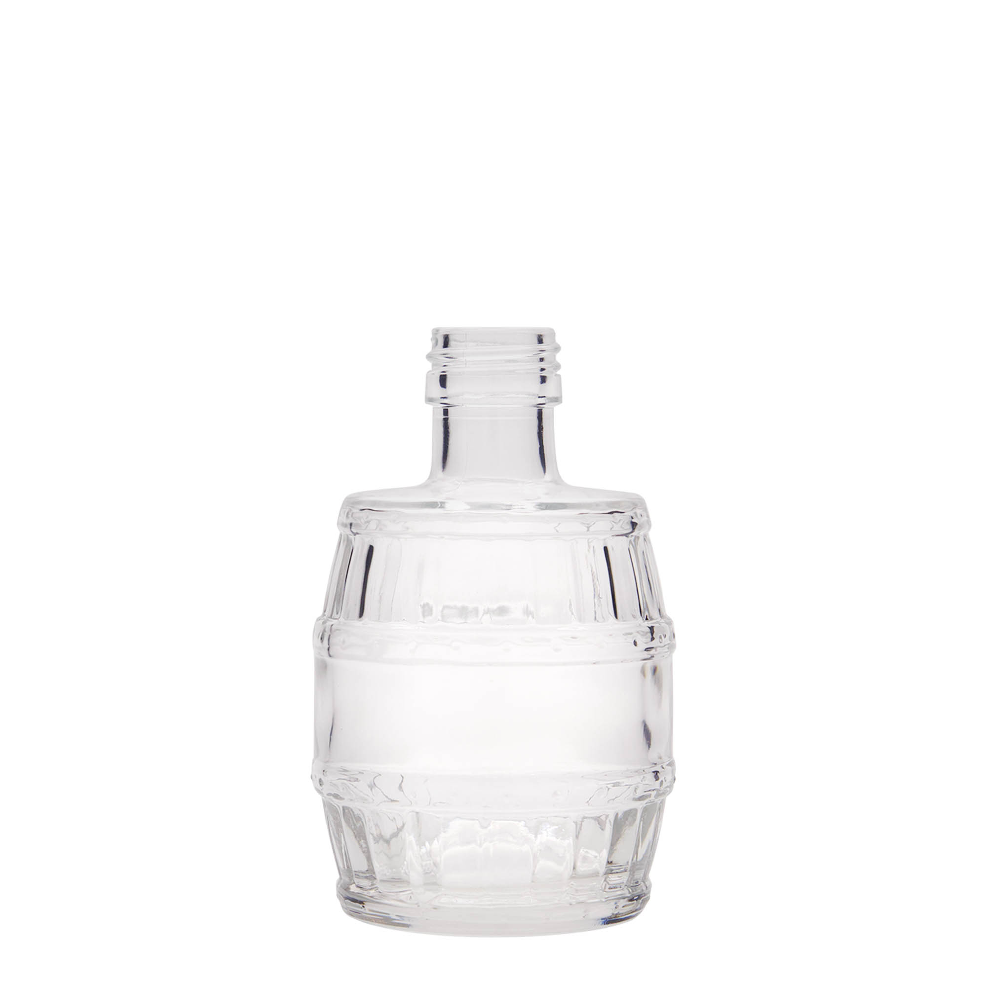 200 ml γυάλινο μπουκάλι 'βαρέλι', στόμιο: PP 28 200 ml γυάλινο μπουκάλι 'βαρέλι', στόμιο: PP 28