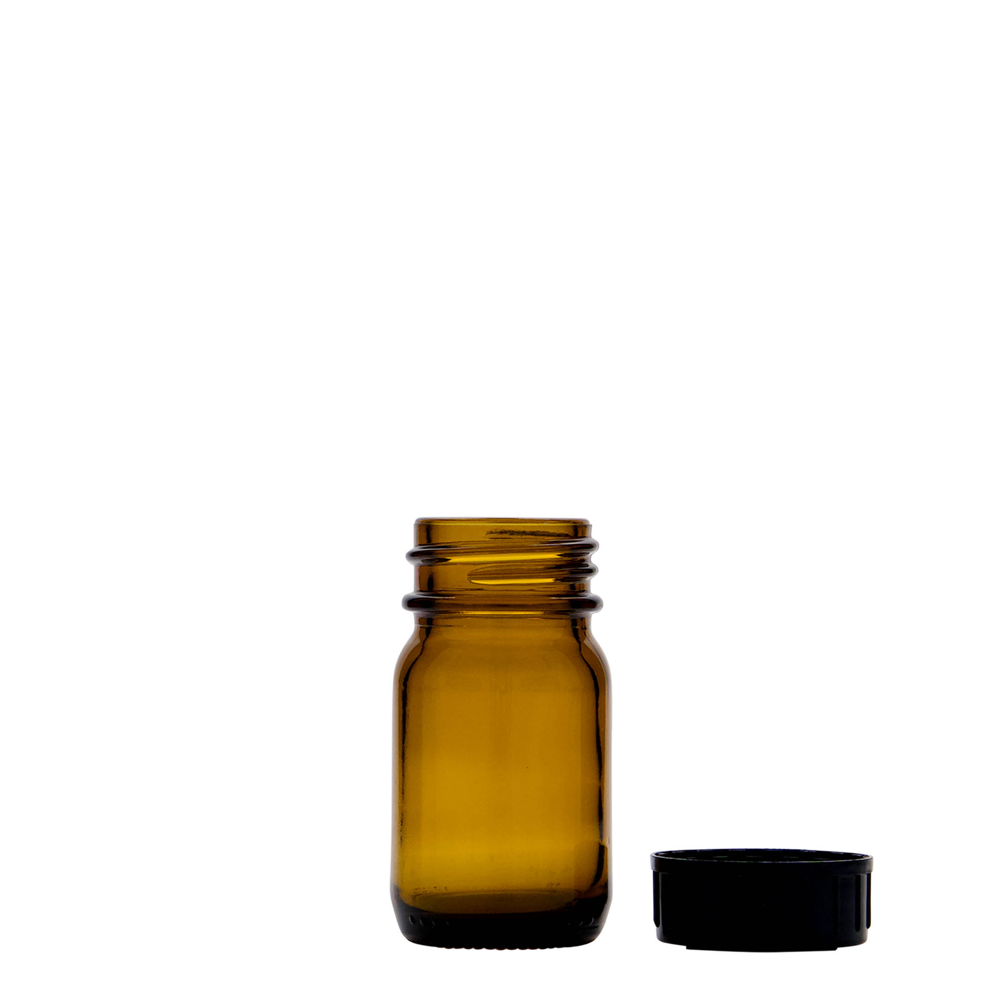 30 ml γυάλινο βάζο με φαρδύ λαιμό, καφέ, στόμιο: DIN 32 30 ml γυάλινο βάζο με φαρδύ λαιμό, καφέ, στόμιο: DIN 32