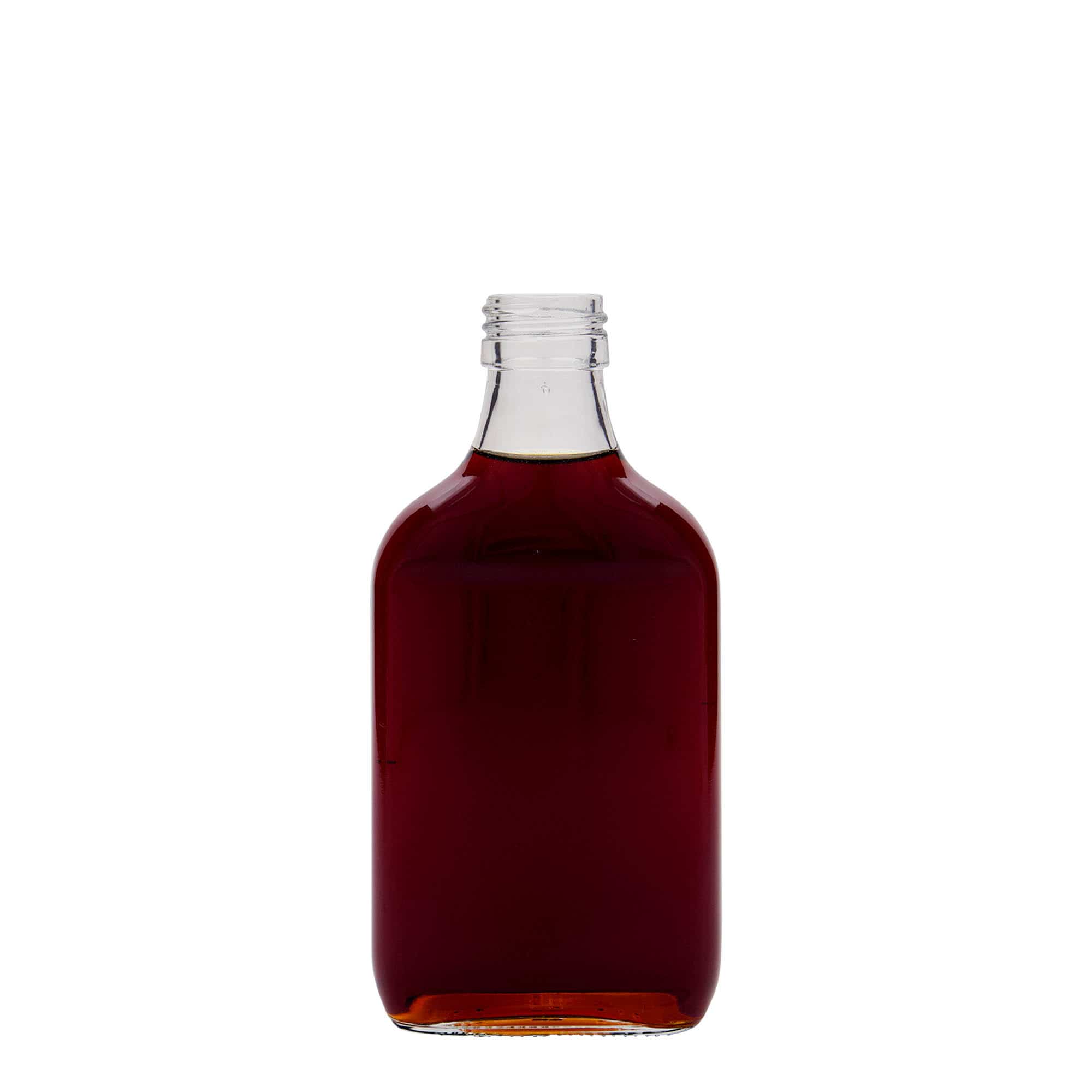 Φλασκί τσέπης 200 ml, ορθογώνιο, γυάλινο, στόμιο: PP 28