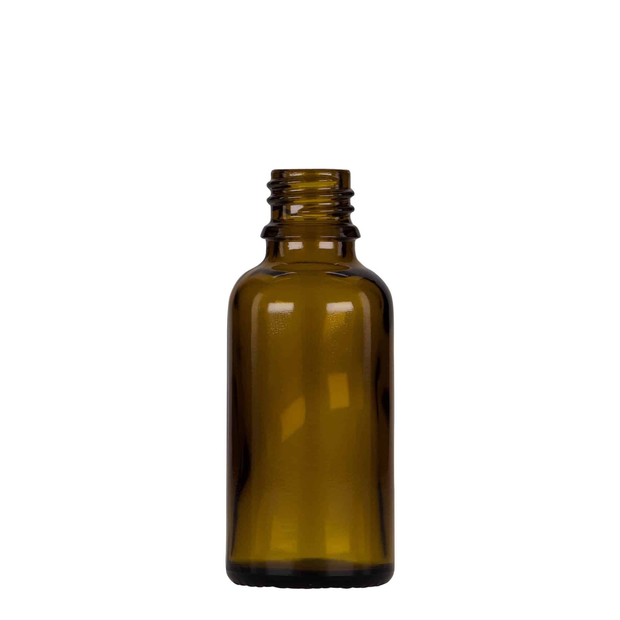 30 ml φιαλίδιο με σταγονόμετρο, ιατρικό, γυάλινο, καφέ-μαύρο, στόμιο: DIN 18